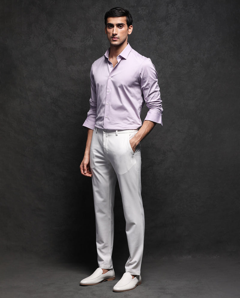 Rare Rabbit Men's Villas Pastel Purple Cotton Fabric Full Sleeves Solid Shirt