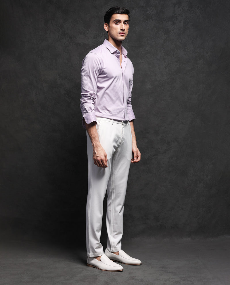 Rare Rabbit Men's Villas Pastel Purple Cotton Fabric Full Sleeves Solid Shirt