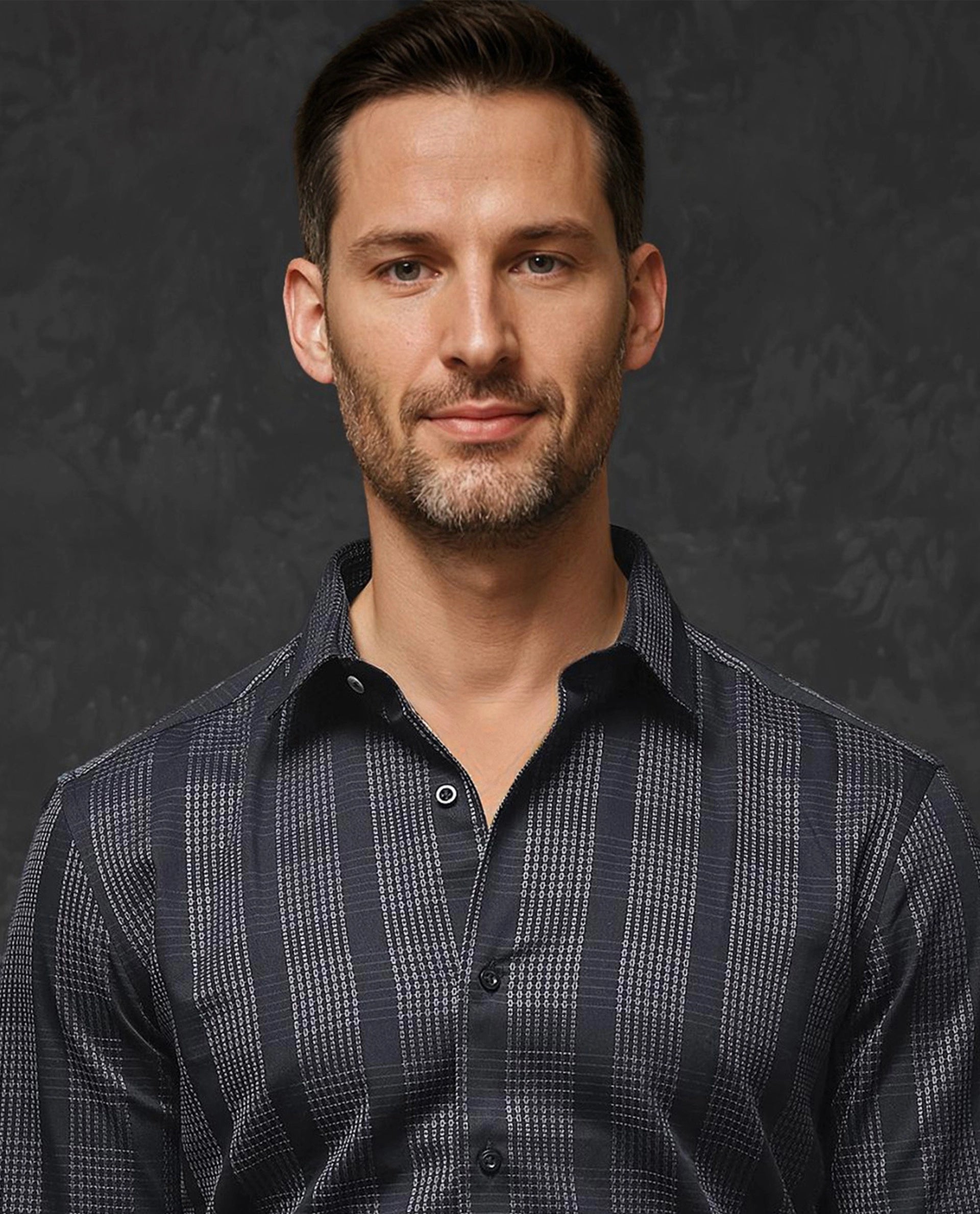 Rare Rabbit Men's Villum Black Regular Collar Regular Fit Check Shirt