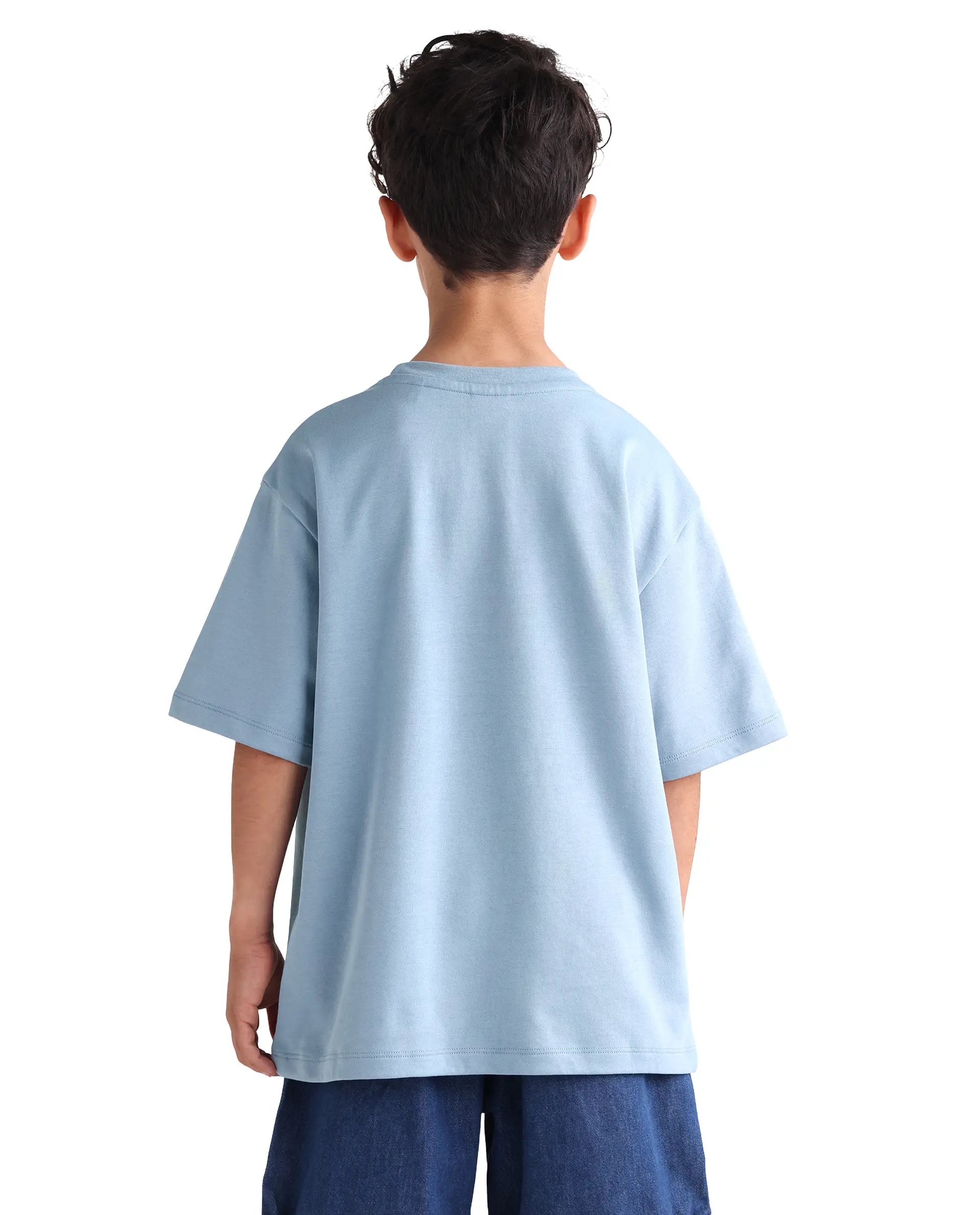 Rare Ones Kids Vint-K Blue Cotton Half Sleeve Graphic Print Slip-On Closure Regular Fit T-Shirt