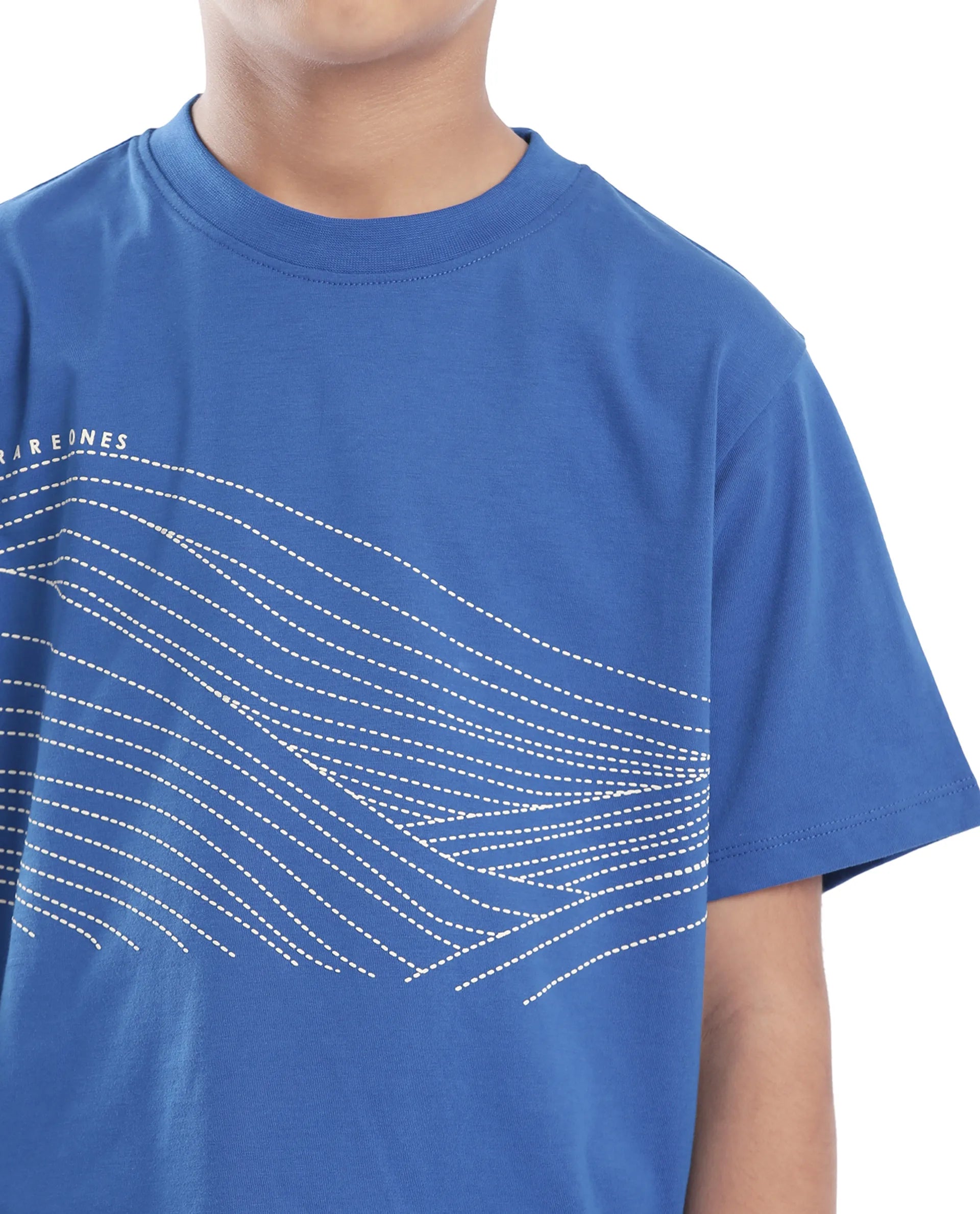 Rare Ones Kids Vint-K Blue Cotton Half Sleeve Graphic Print Slip-On Closure Regular Fit T-Shirt