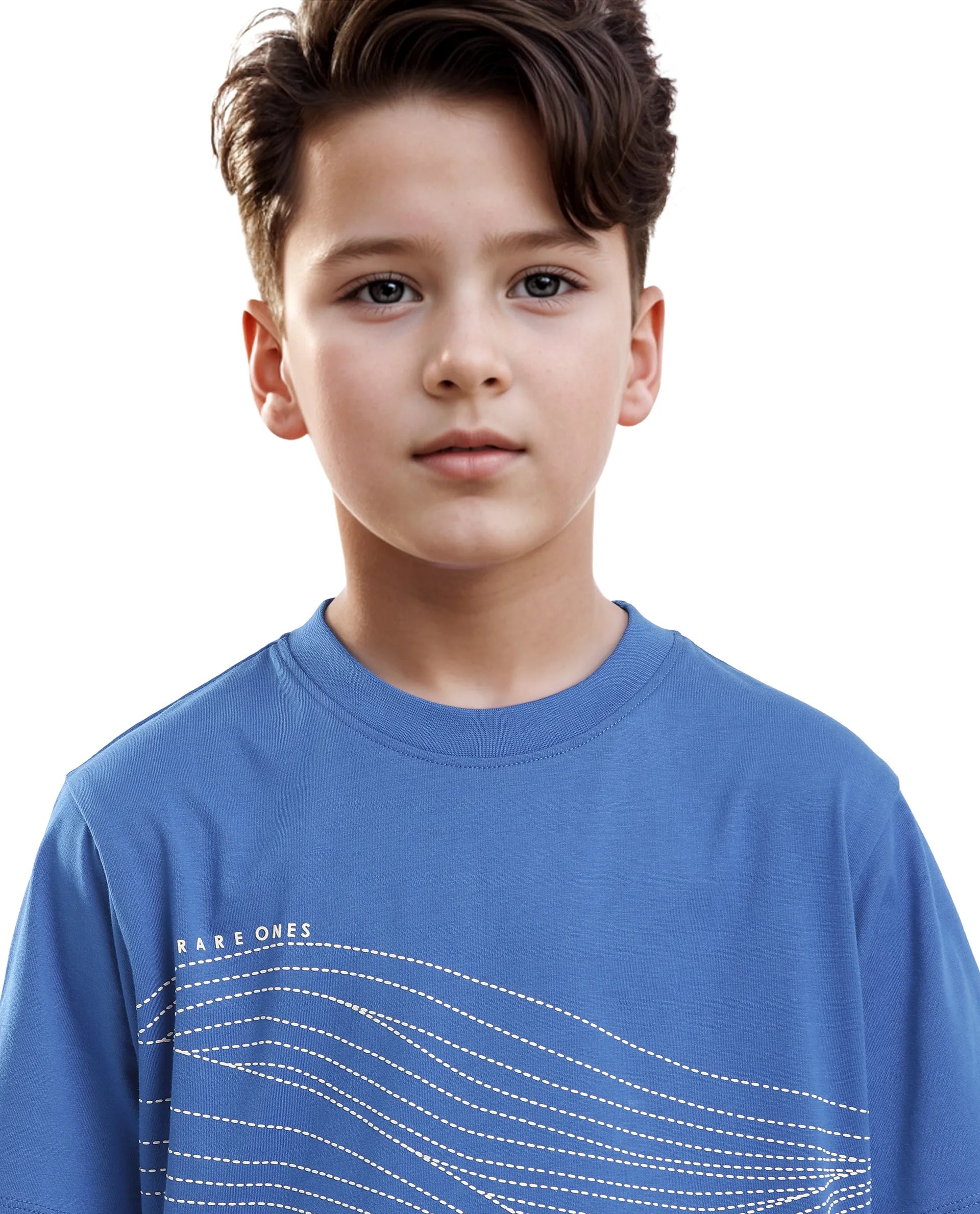 Rare Ones Kids Vint-K Blue Cotton Half Sleeve Graphic Print Slip-On Closure Regular Fit T-Shirt