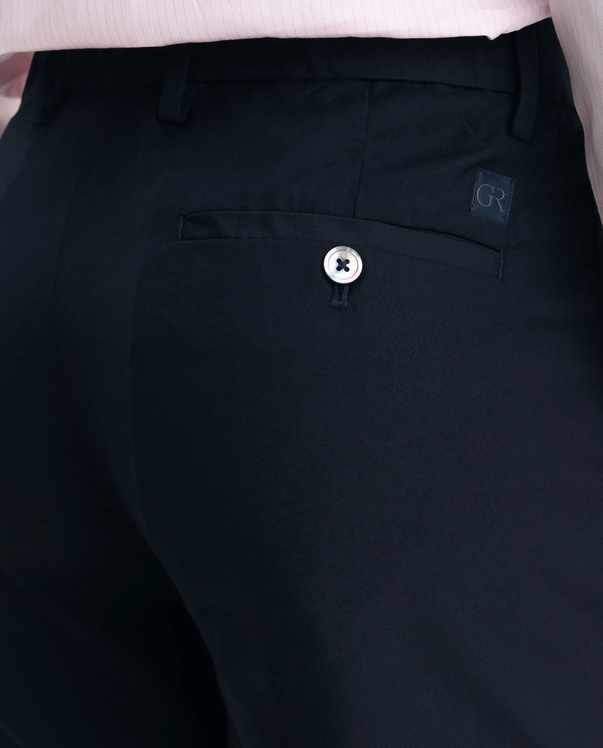 Rare Rabbit Men's Vitaro Navy Polyester Plain Regular Fit Trouser