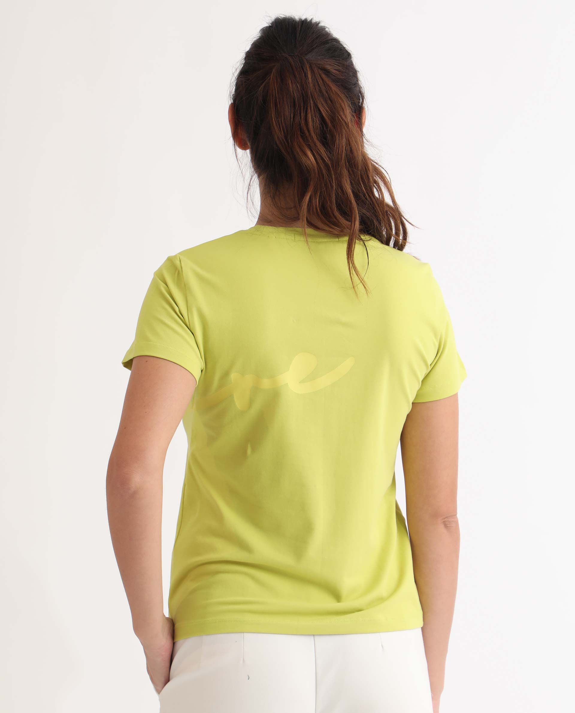 Rareism Women Vivian Flouroscent Green  Regular Fit Half Sleeves Solid Crew Neck T-Shirt