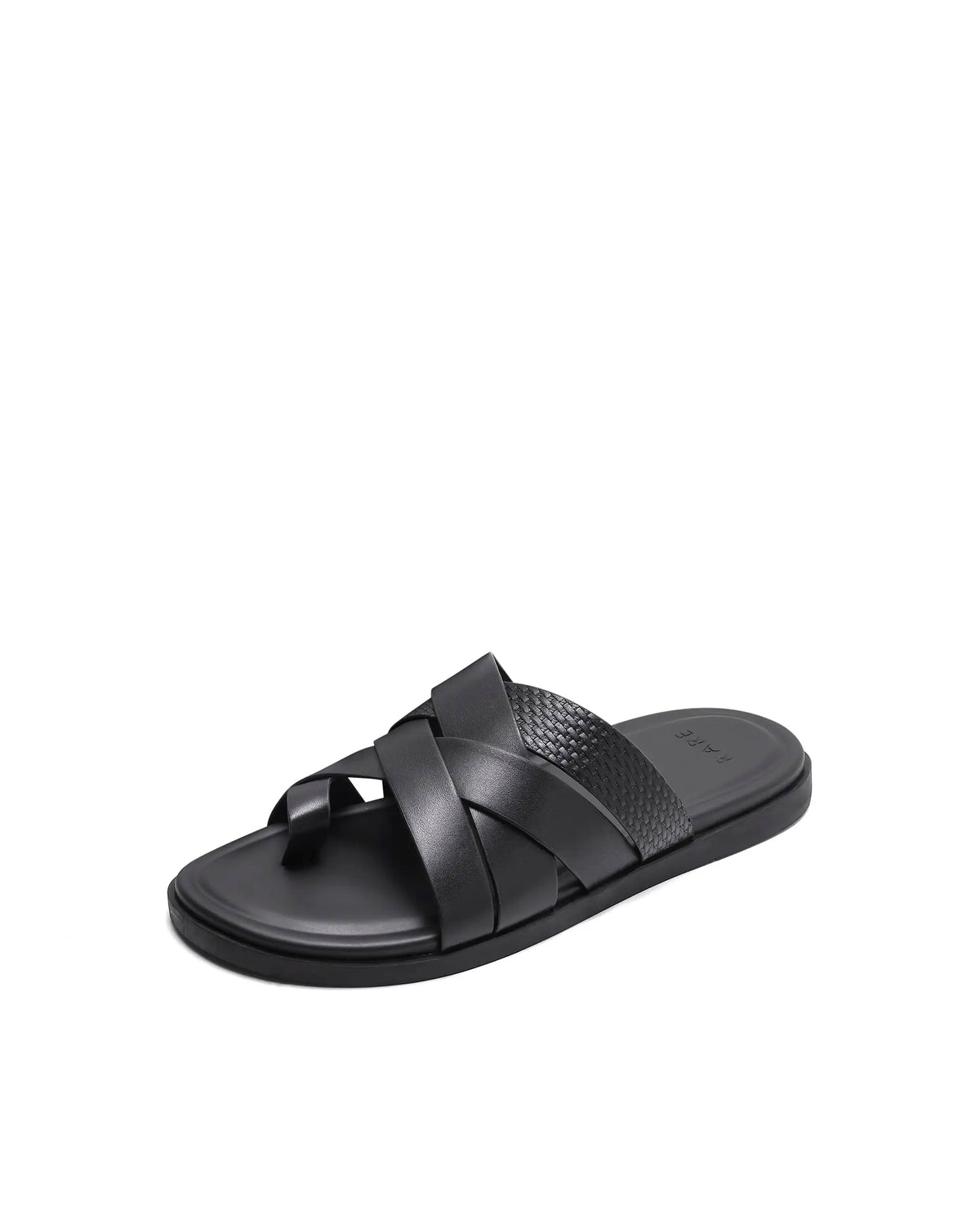 Rarez Men's Vivi Black Leather Regular Sandal