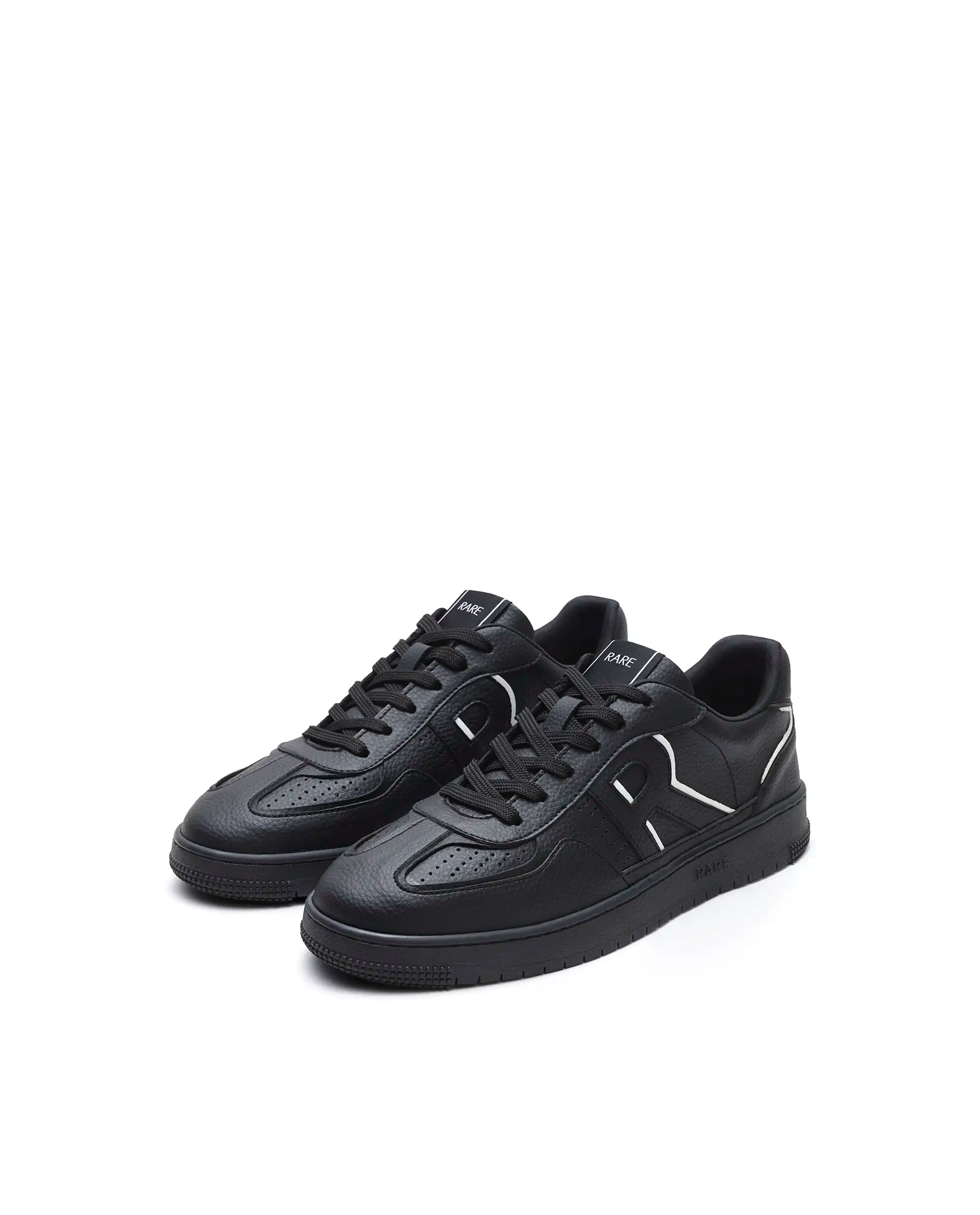Rare Rabbit Men's Volt Black Micro Fiber Sneaker