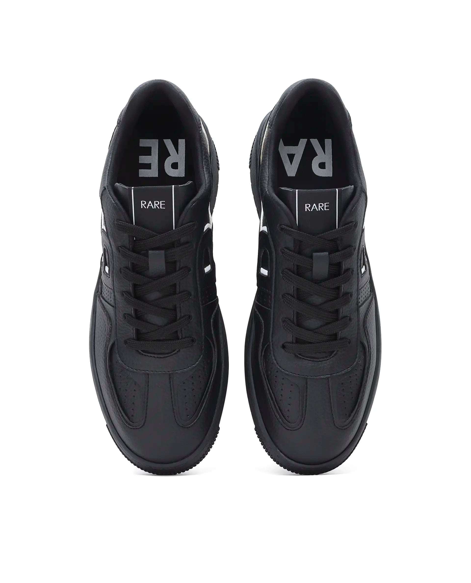Rare Rabbit Men's Volt Black Micro Fiber Sneaker