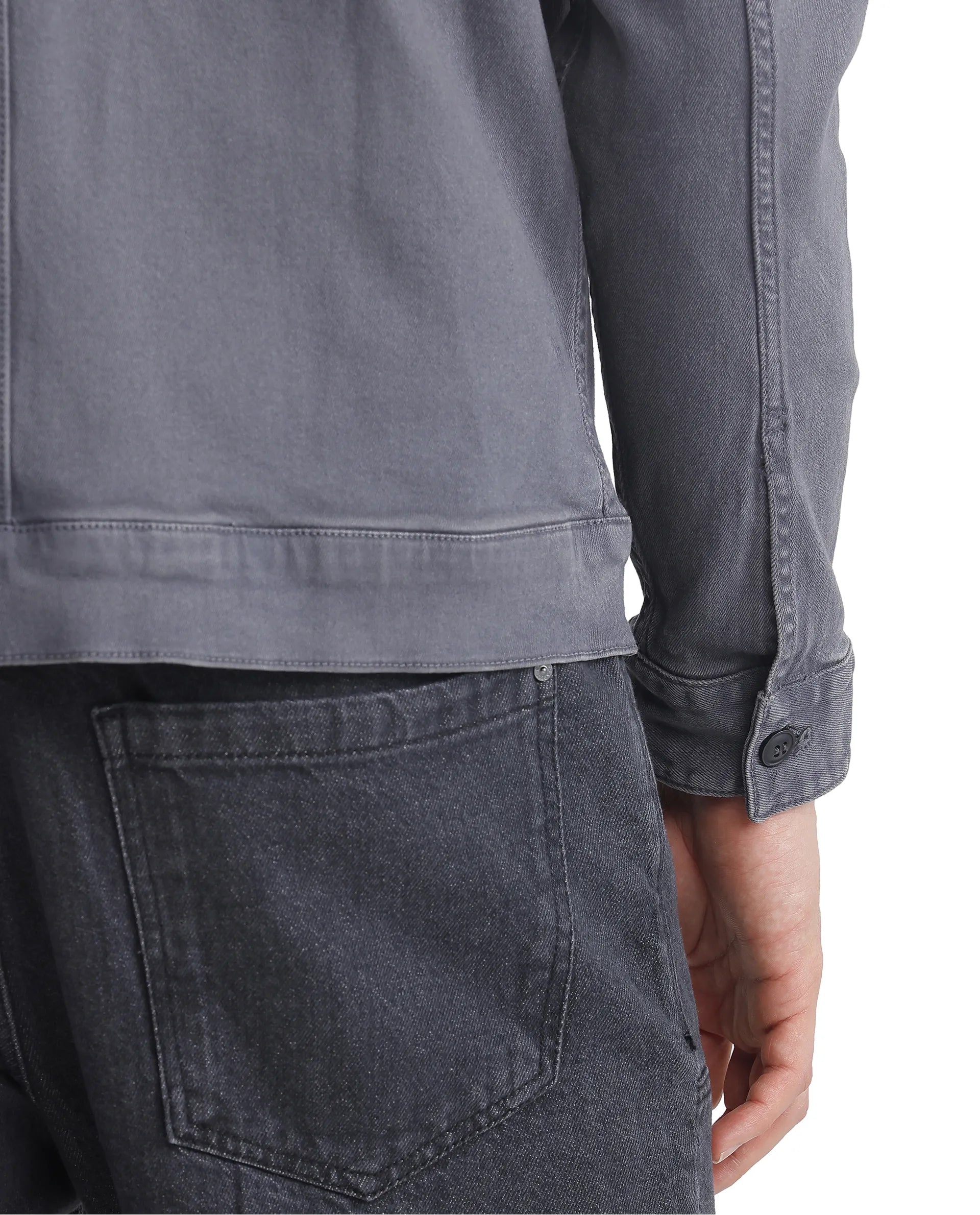 Rare Rabbit Men Volta Dark Grey Cotton Blend Fabric Button Closure Two Front Flap Pocket Regular Fit Plain Jacket