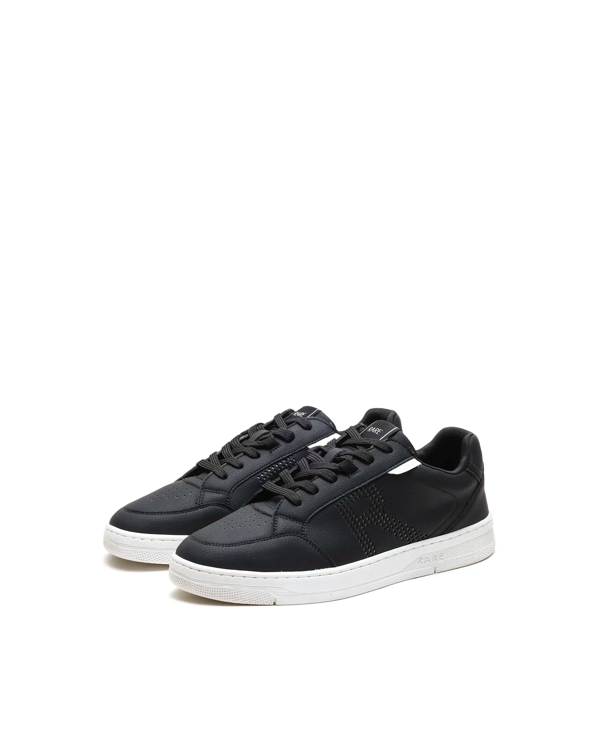 Rarez Men's Vorto Black Micro Leather Sneaker
