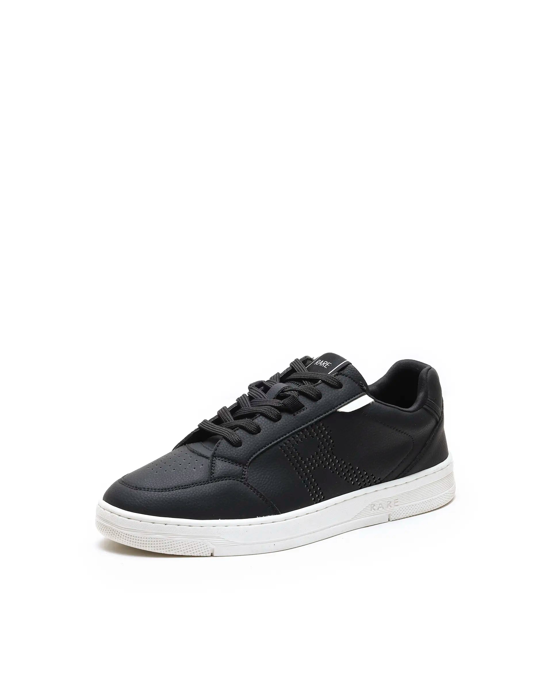Rarez Men's Vorto Black Micro Leather Sneaker
