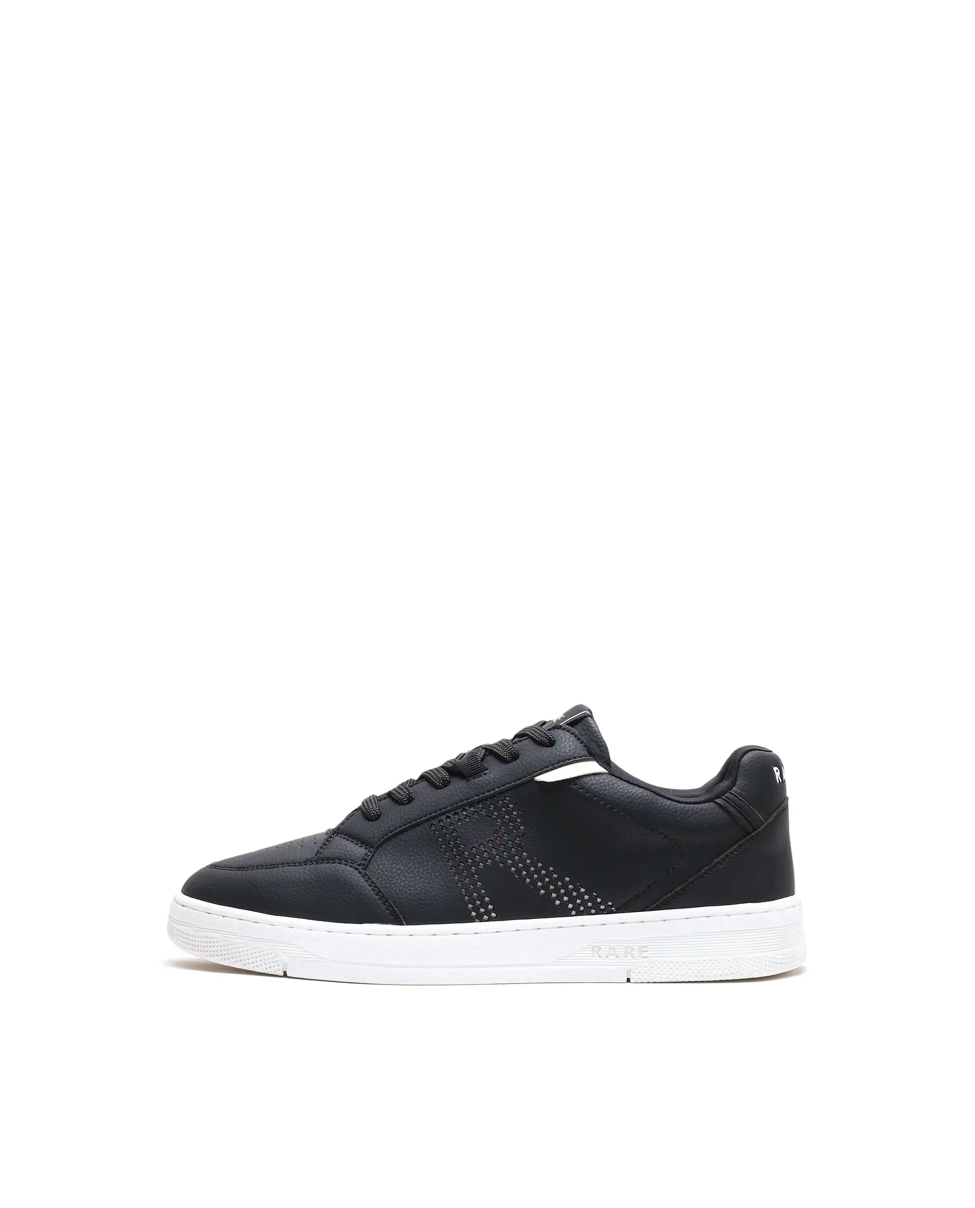 Rarez Men's Vorto Black Micro Leather Sneaker
