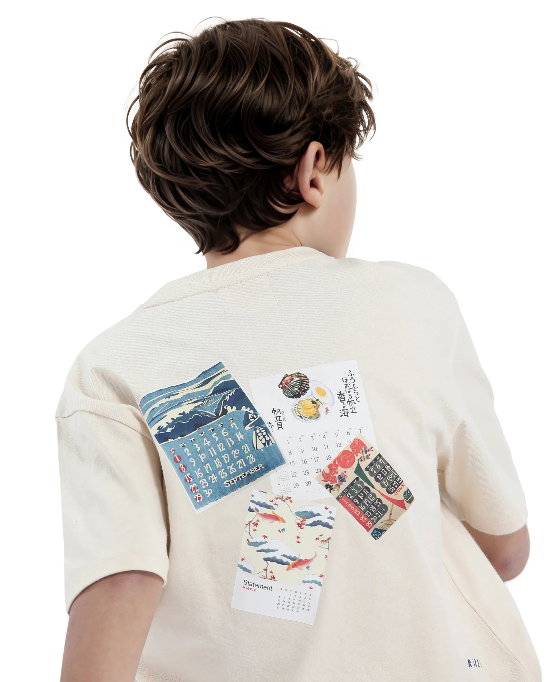 Rare Ones Kids Voy-K Light Beige Cotton Graphic Print Slip-On Oversized Fit T-Shirt