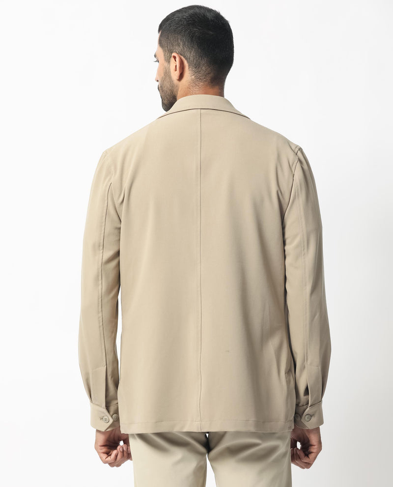 Rare Rabbit Men's Voyage Light Khaki Front Pocket Blazer Style Jacket