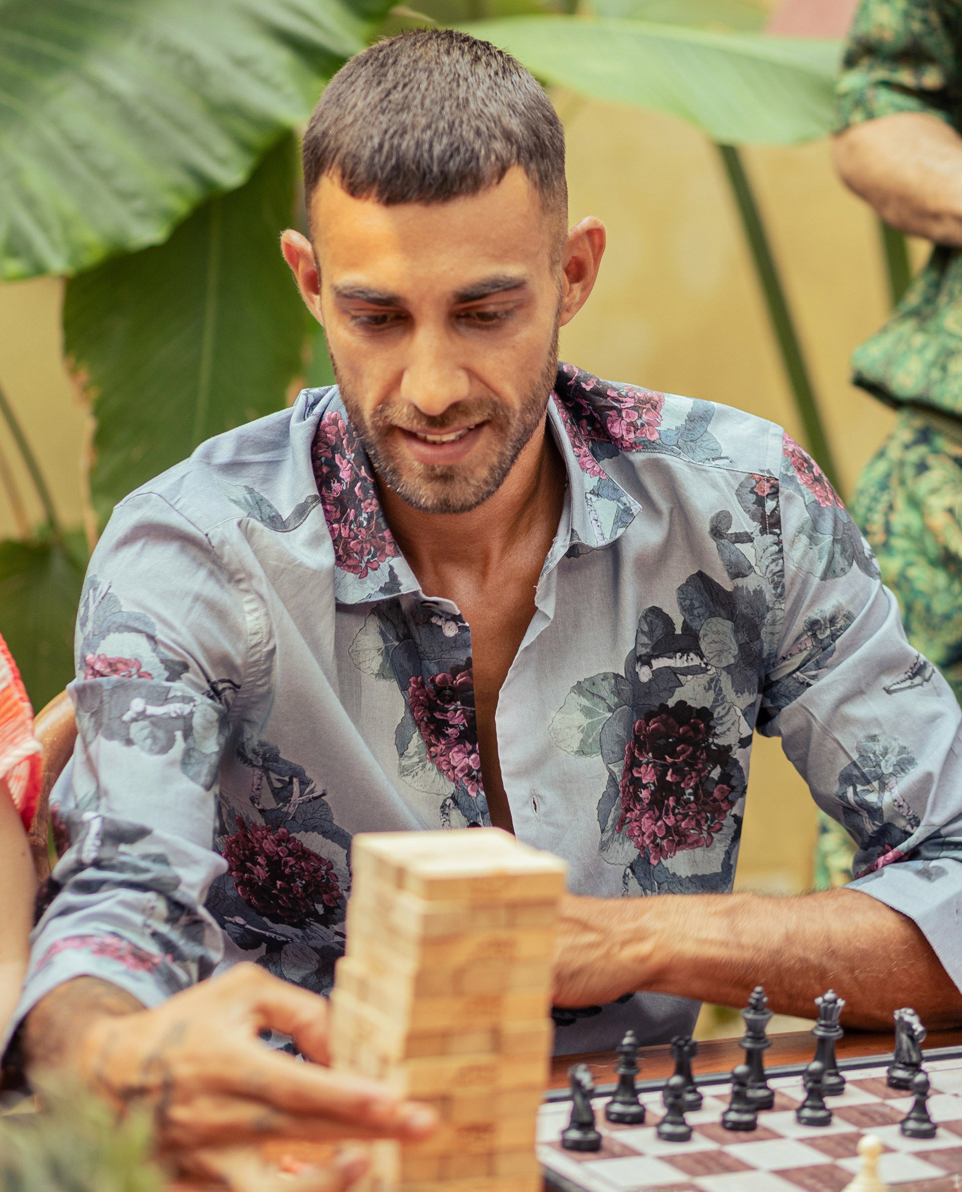 Rare Rabbit Mens Velem Grey Viscose Fabric Full Sleeve Regular Fit Floral Print Shirt