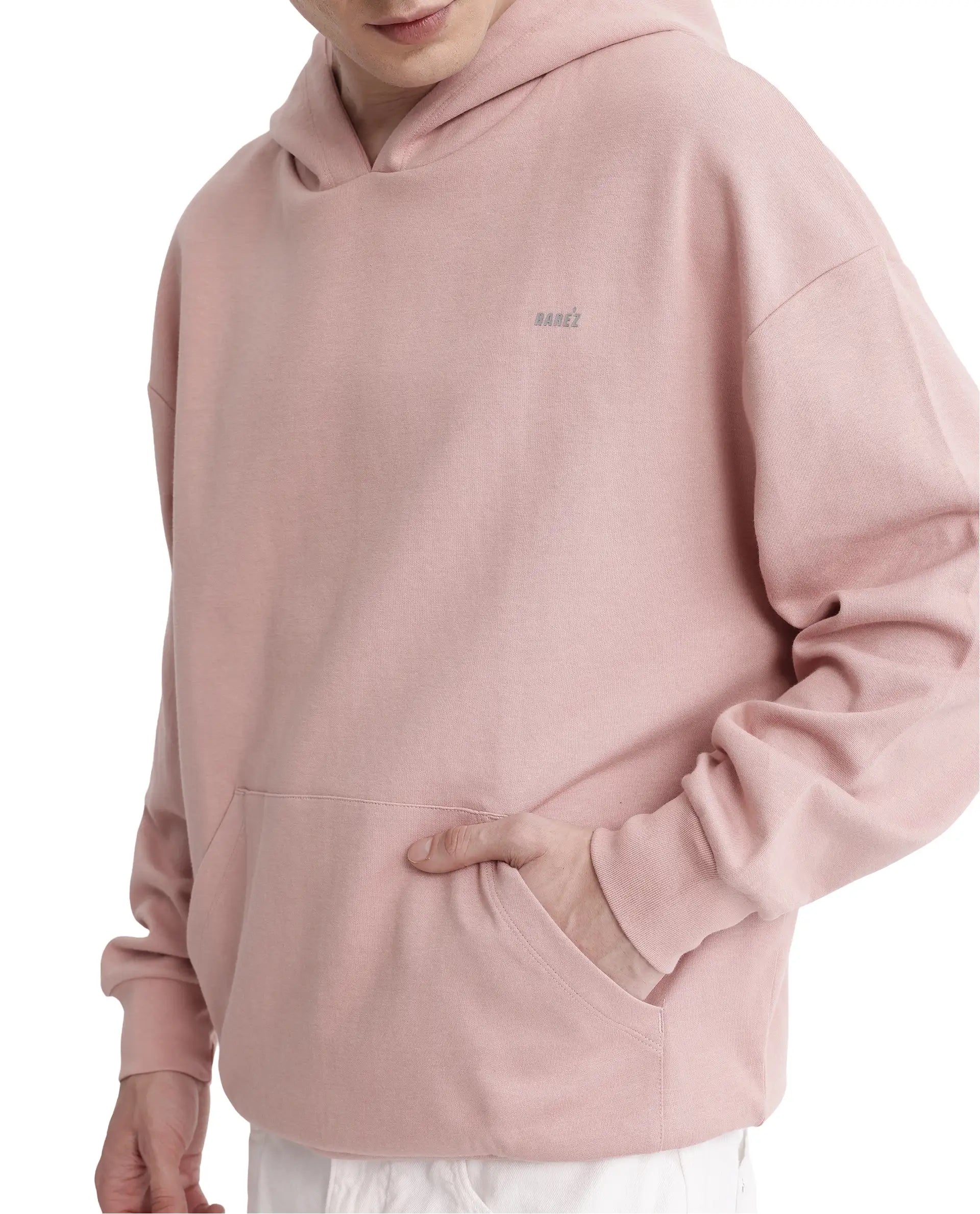 Rare Rabbit Men Wale Dusky Pink Full Sleeve Boxy Fit Printed Sweatshirt