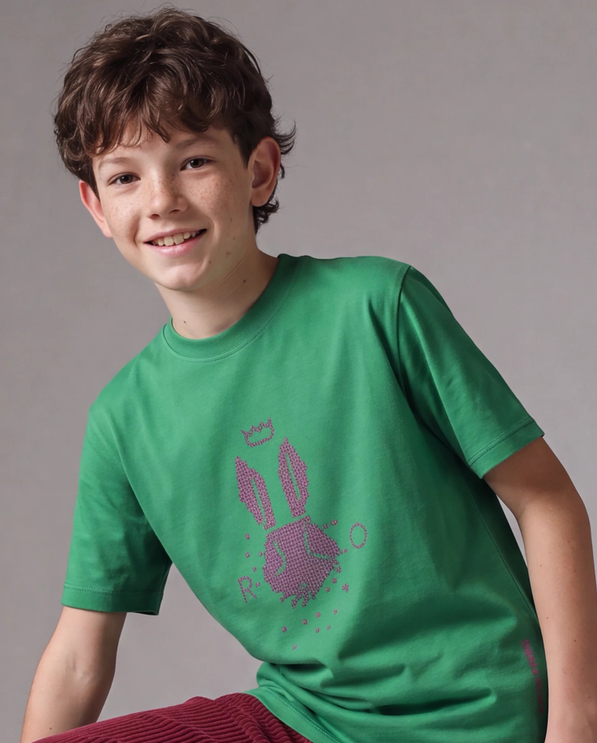 Rare Ones Kids Walko Green Cotton Blend Fabric Pull-On Regular Fit Graphic Print T-Shirt
