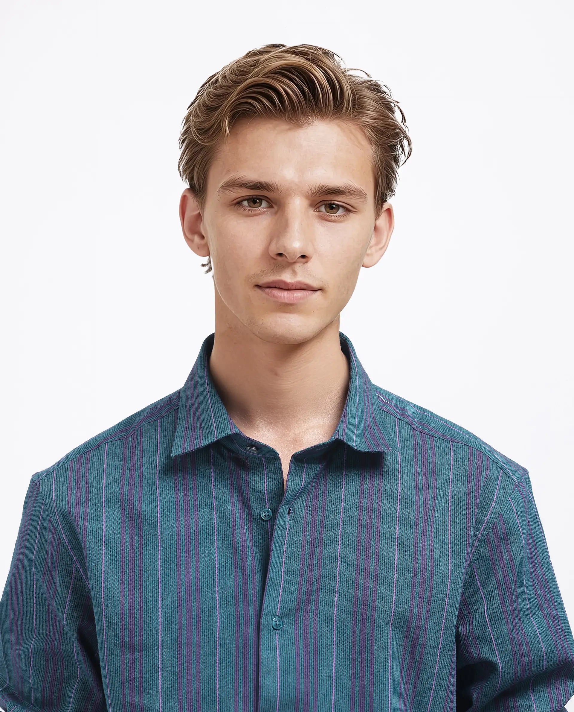 Rare Rabbit Men's Warsaw Dark Green Cotton Fabric Full Sleeve Collared Neck Checks Shirt