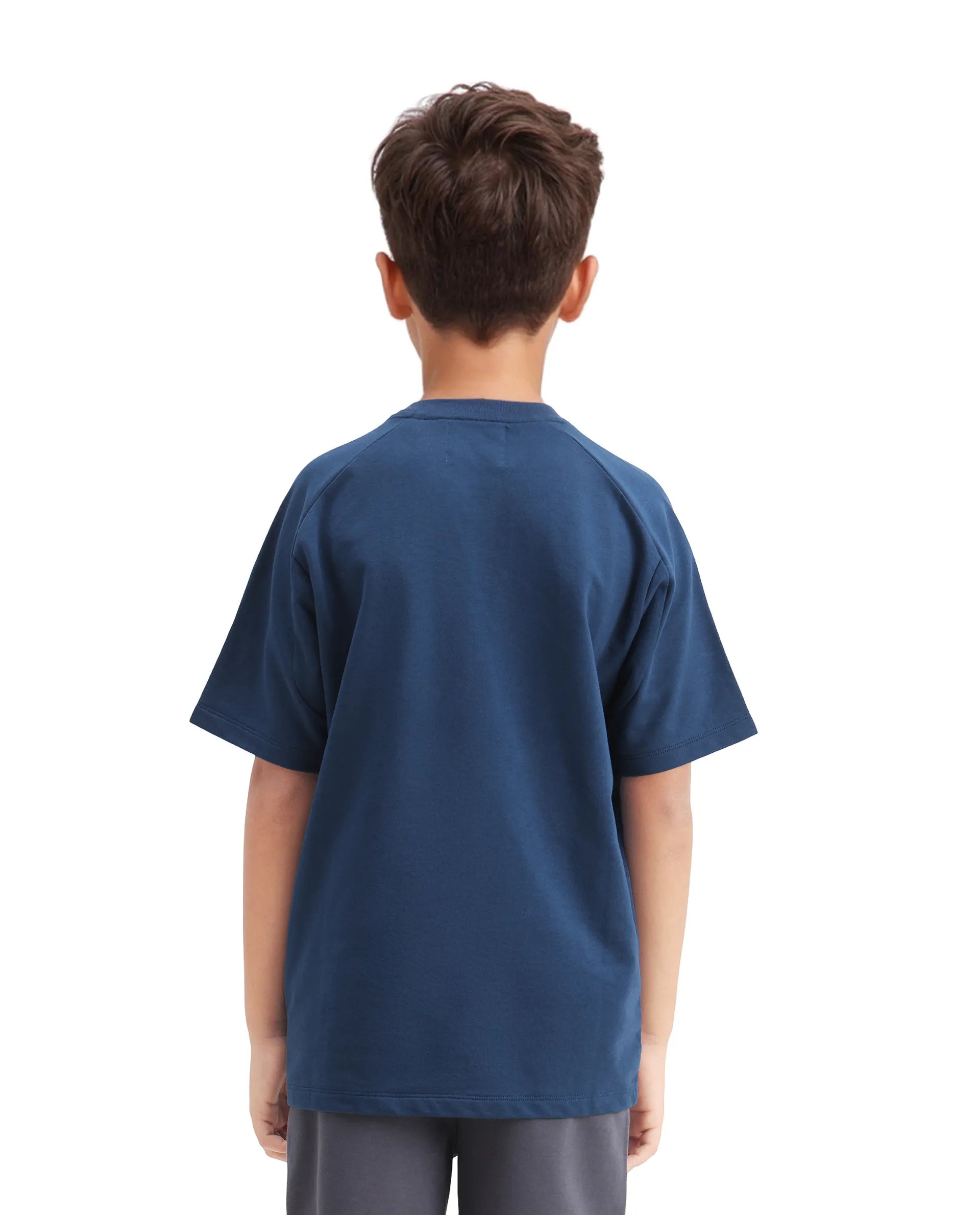 Rare Ones Kids Weke Navy Cotton Half Sleeves Cut And Sew Oversized T-Shirt