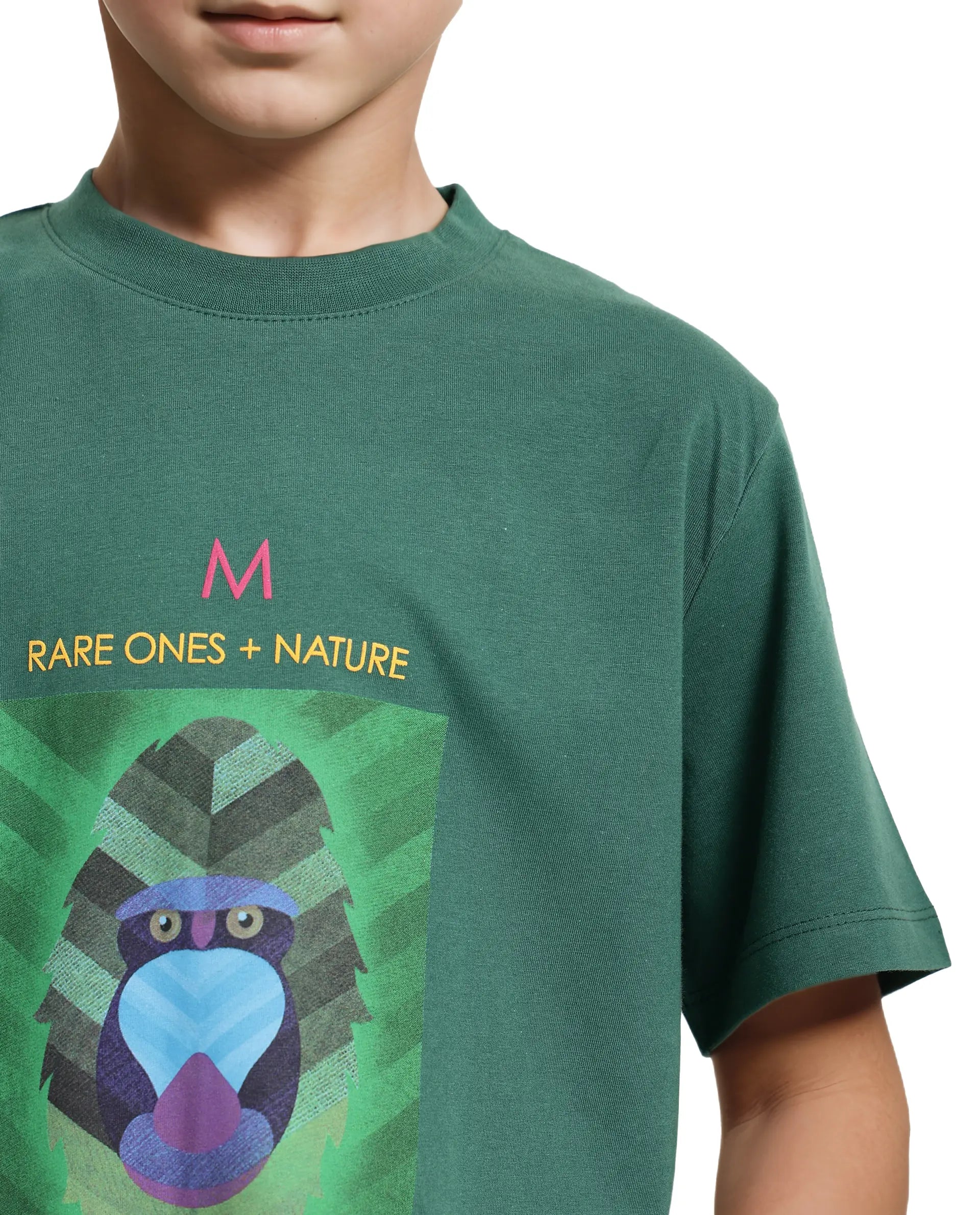 Rare Ones Kids Well Green Cotton Half Sleeves Regular Crew Neck Graphic Print T-Shirt