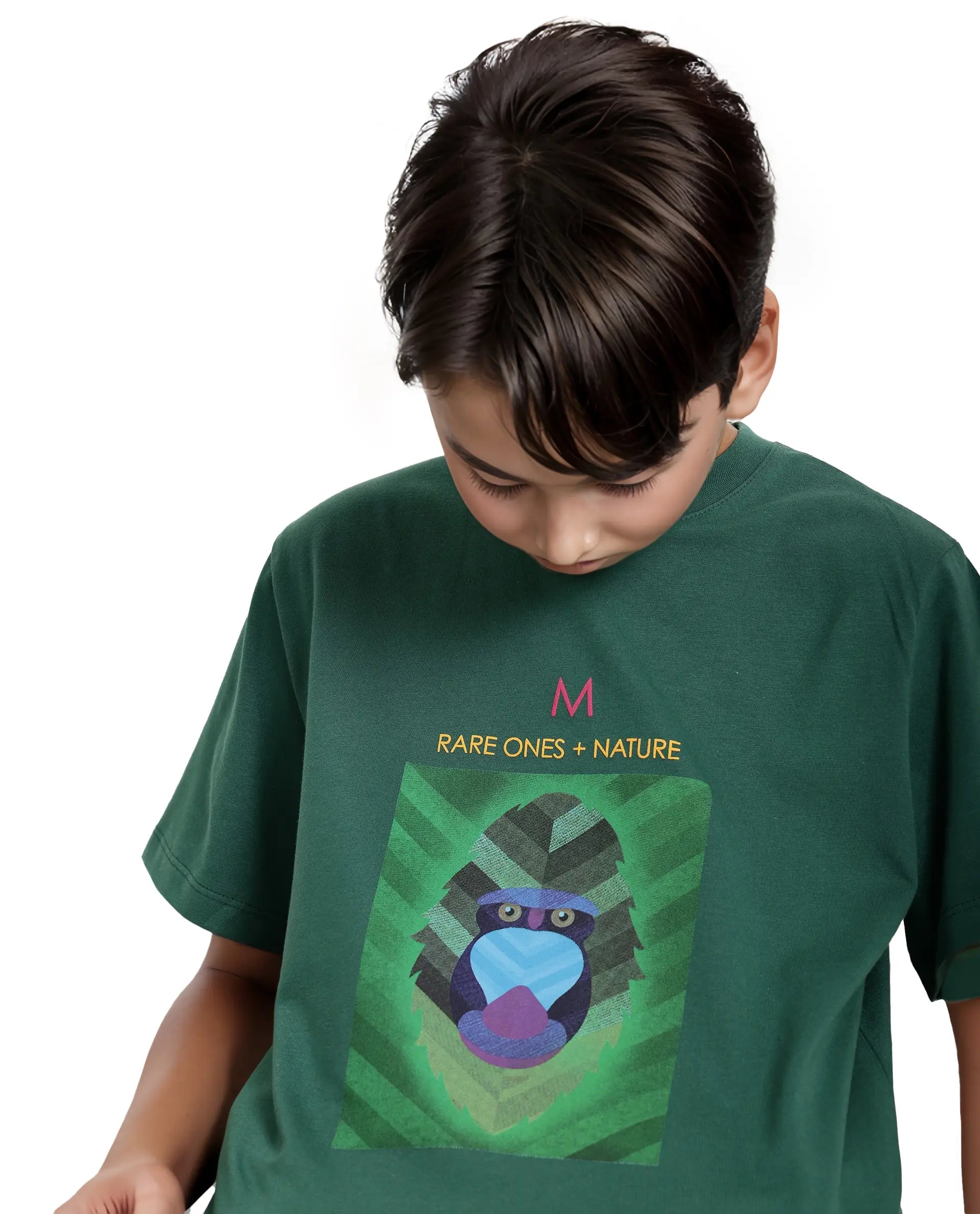 Rare Ones Kids Well Green Cotton Half Sleeves Regular Crew Neck Graphic Print T-Shirt