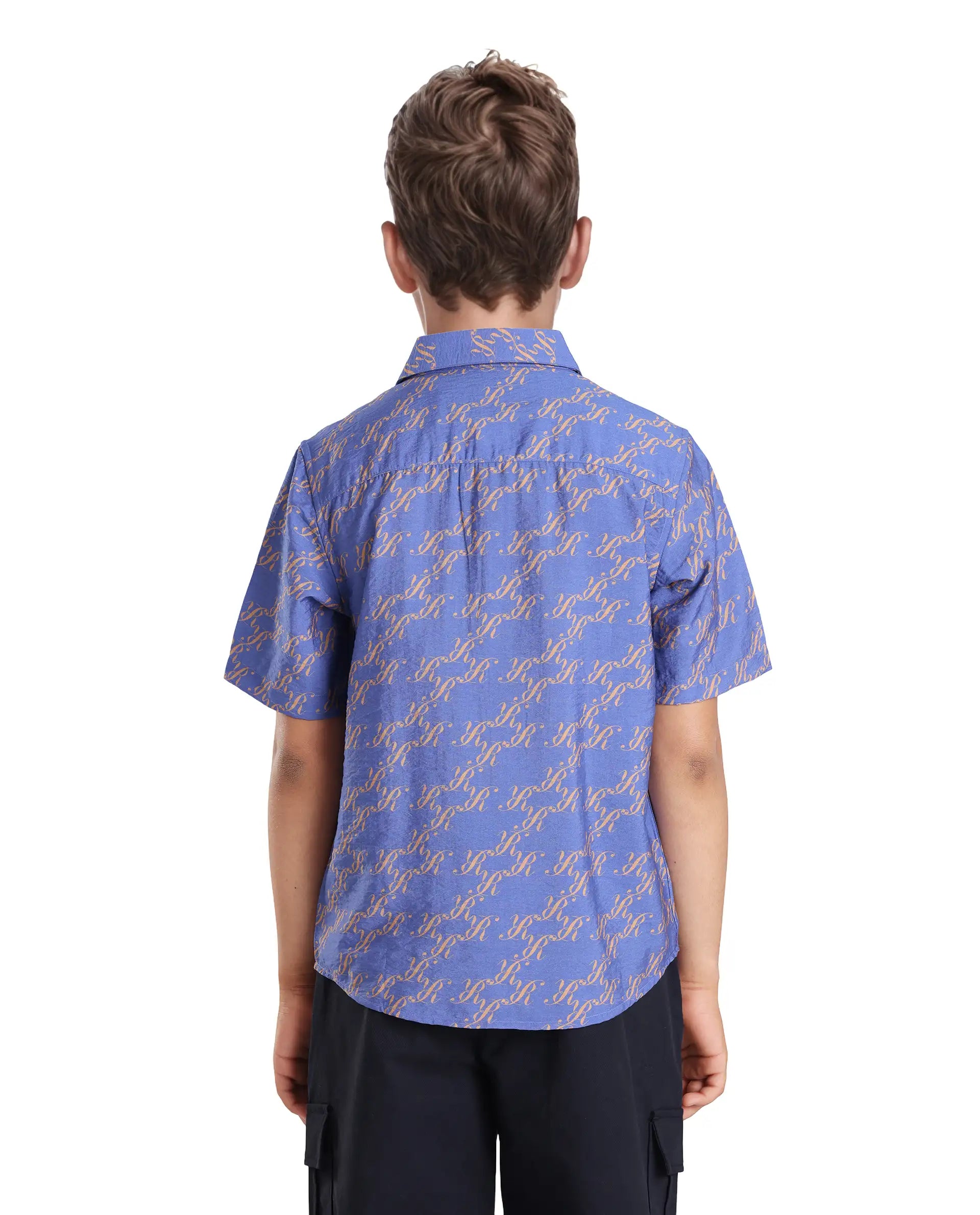 Rare Ones Kids Welt Purple Viscose Blend Print Button Closure Regular Fit Shirt