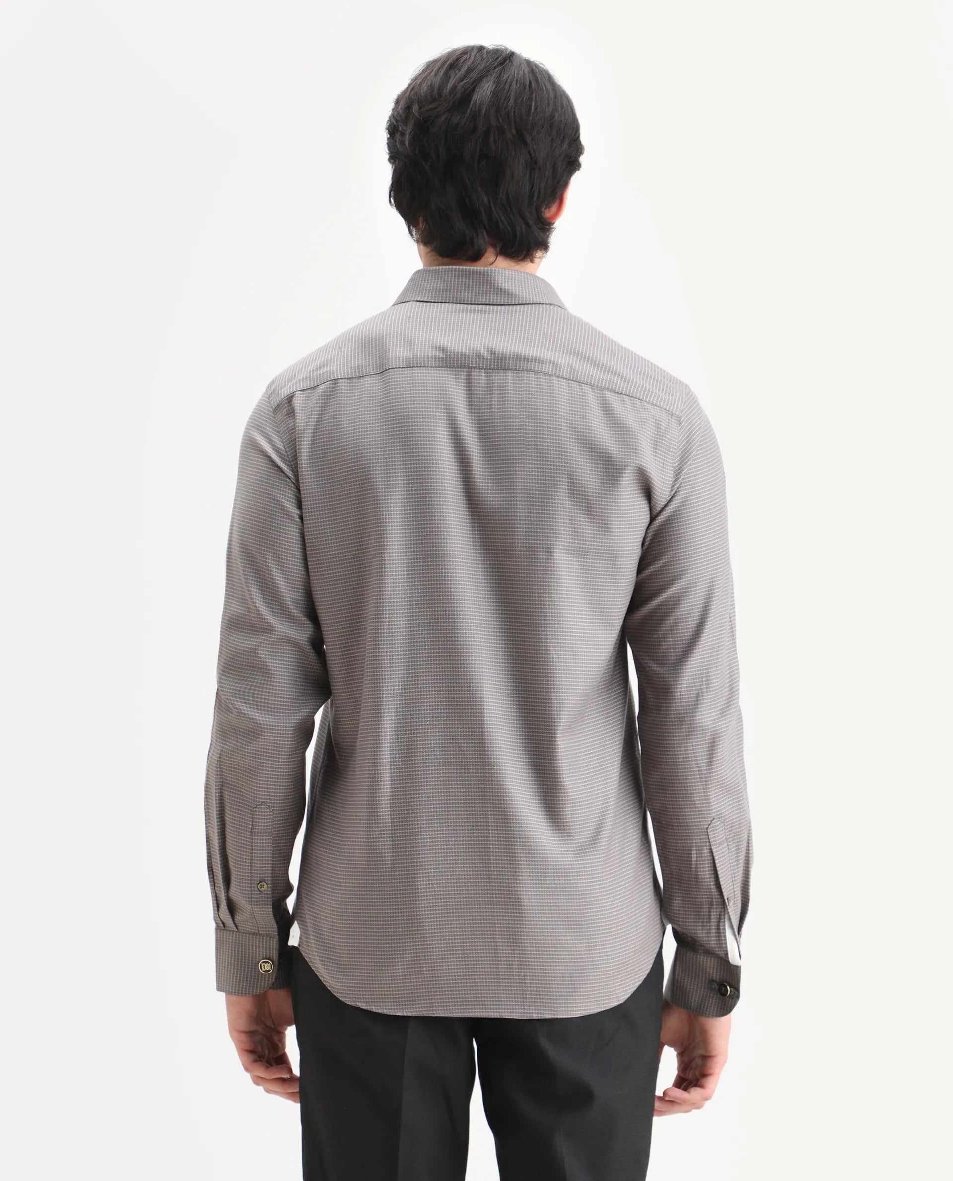 Rare Rabbit Men's Wemp Khaki Cotton Blend Fabric Spread Collar Regular Fit Checks Shirt