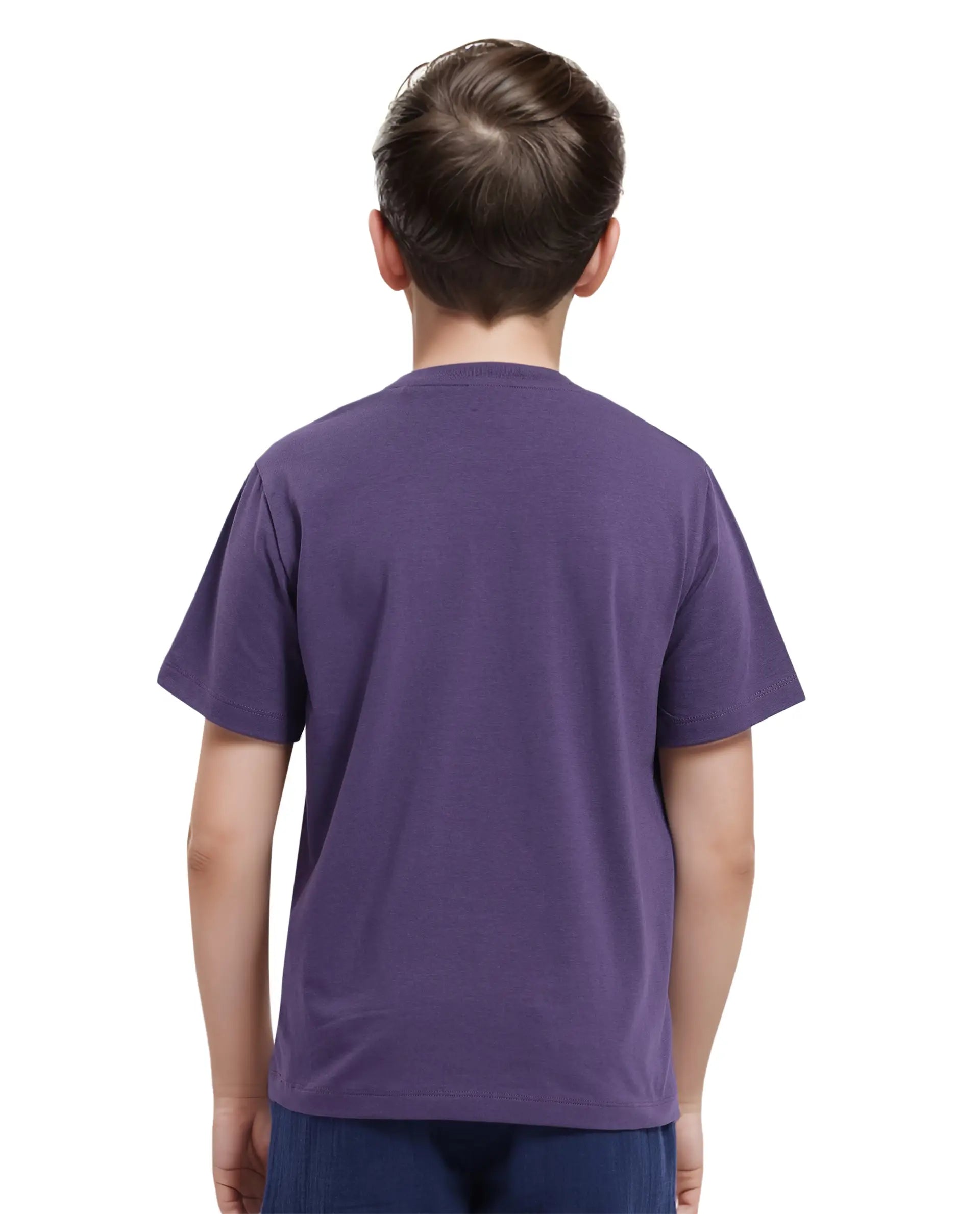 Rare Ones Kids Wes Dark Purple Cotton Half Sleeves Crew Neck Graphic Print Logo T-Shirt