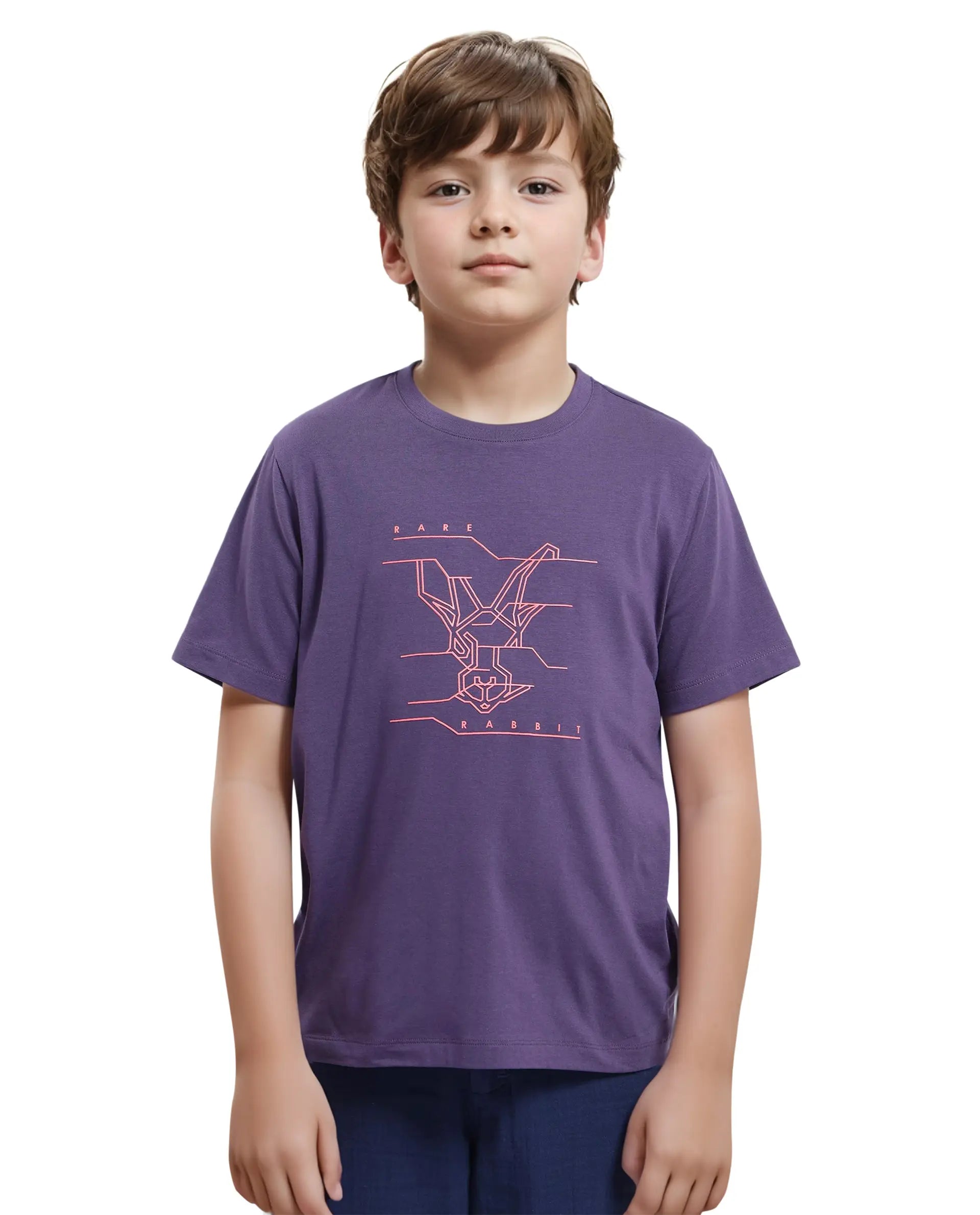 Rare Ones Kids Wes Dark Purple Cotton Half Sleeves Crew Neck Graphic Print Logo T-Shirt