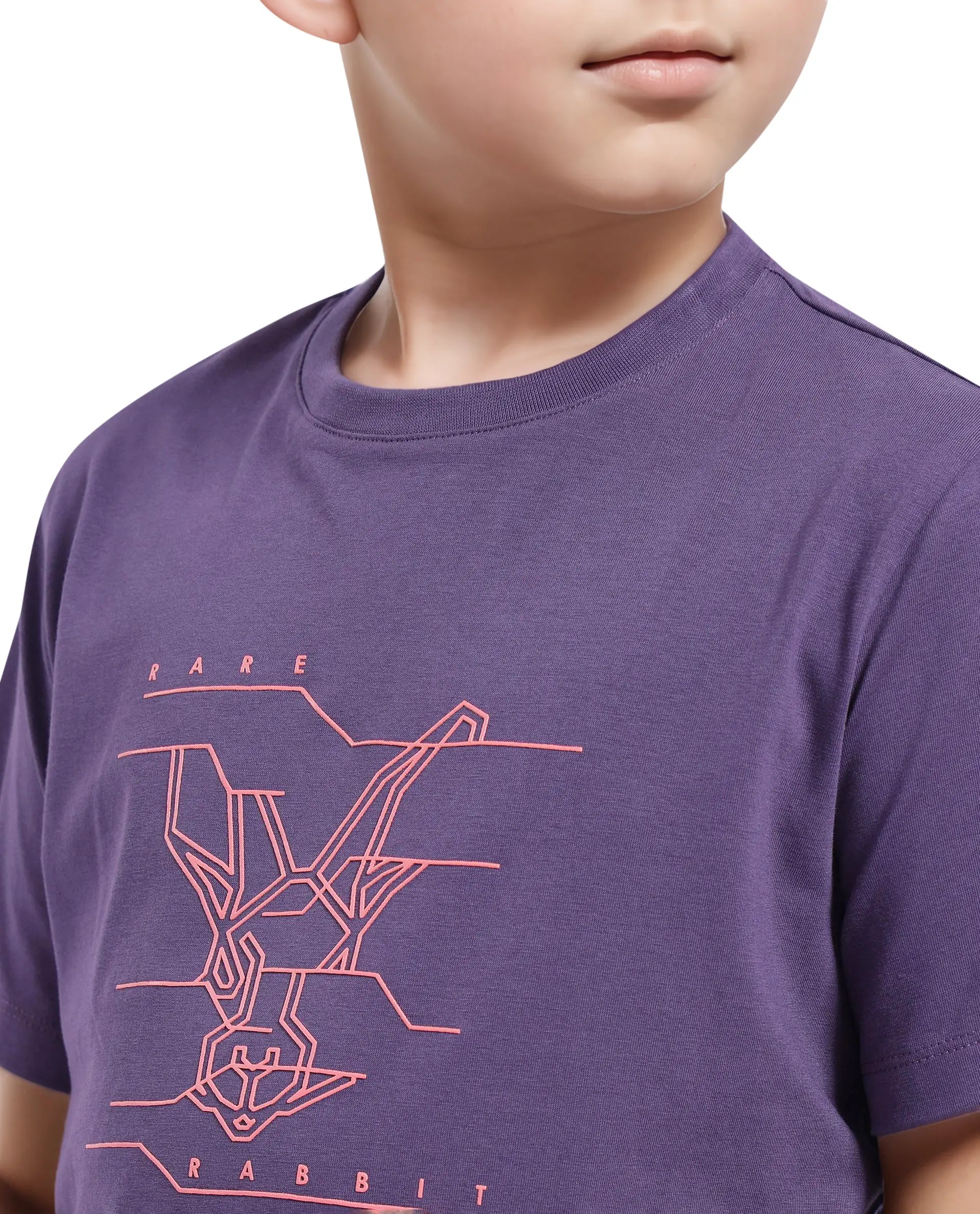 Rare Ones Kids Wes Dark Purple Cotton Half Sleeves Crew Neck Graphic Print Logo T-Shirt