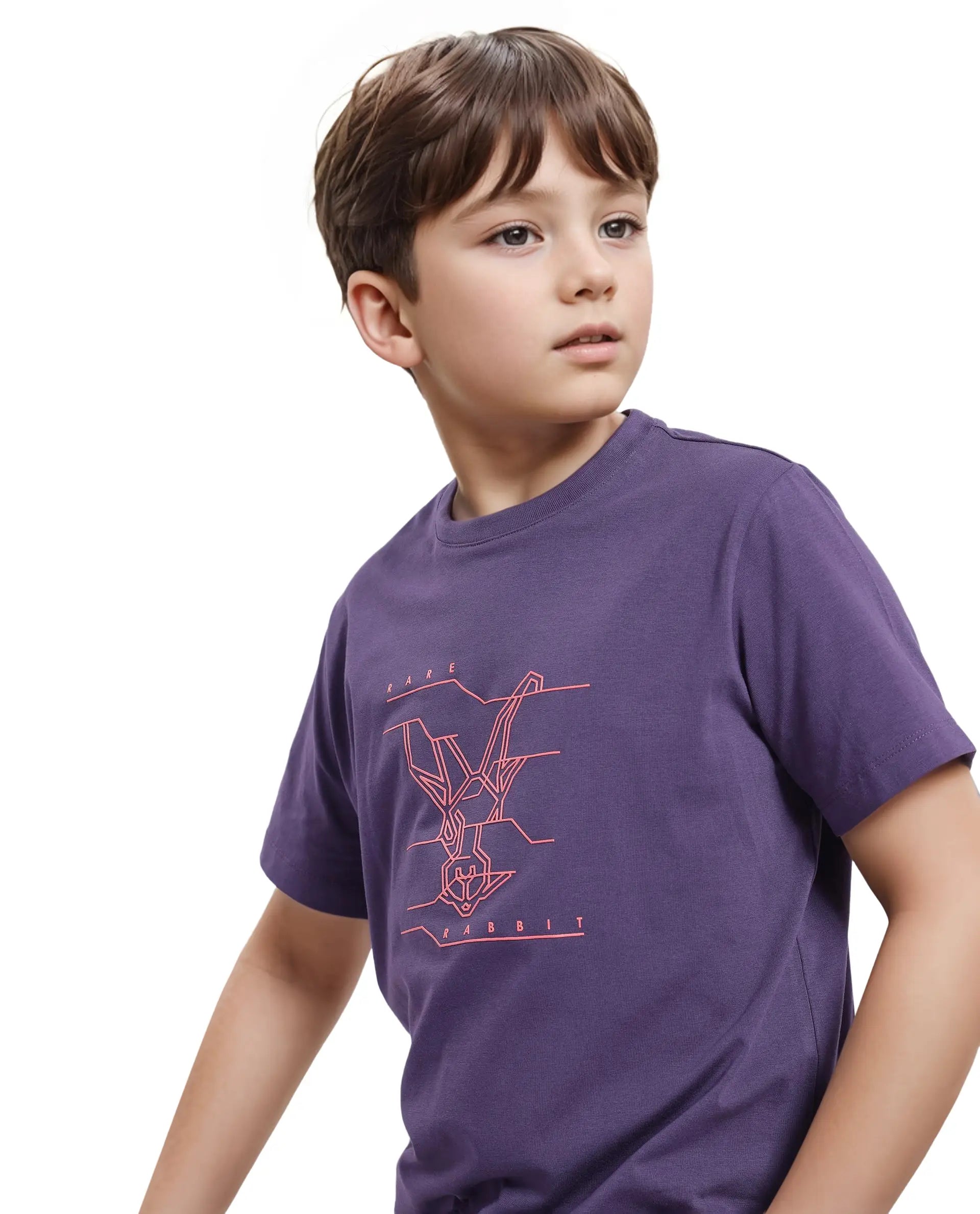 Rare Ones Kids Wes Dark Purple Cotton Half Sleeves Crew Neck Graphic Print Logo T-Shirt