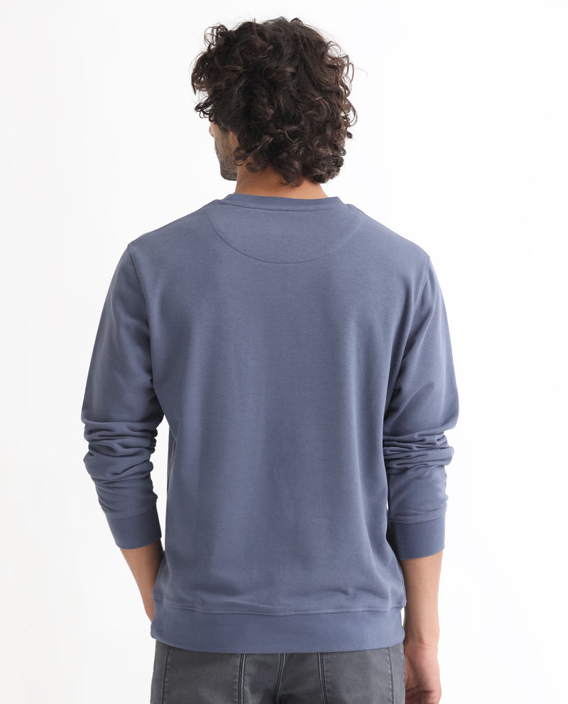 Rare Rabbit Men'S Wiltonn Blue Sweatshirt Full Sleeves Solid