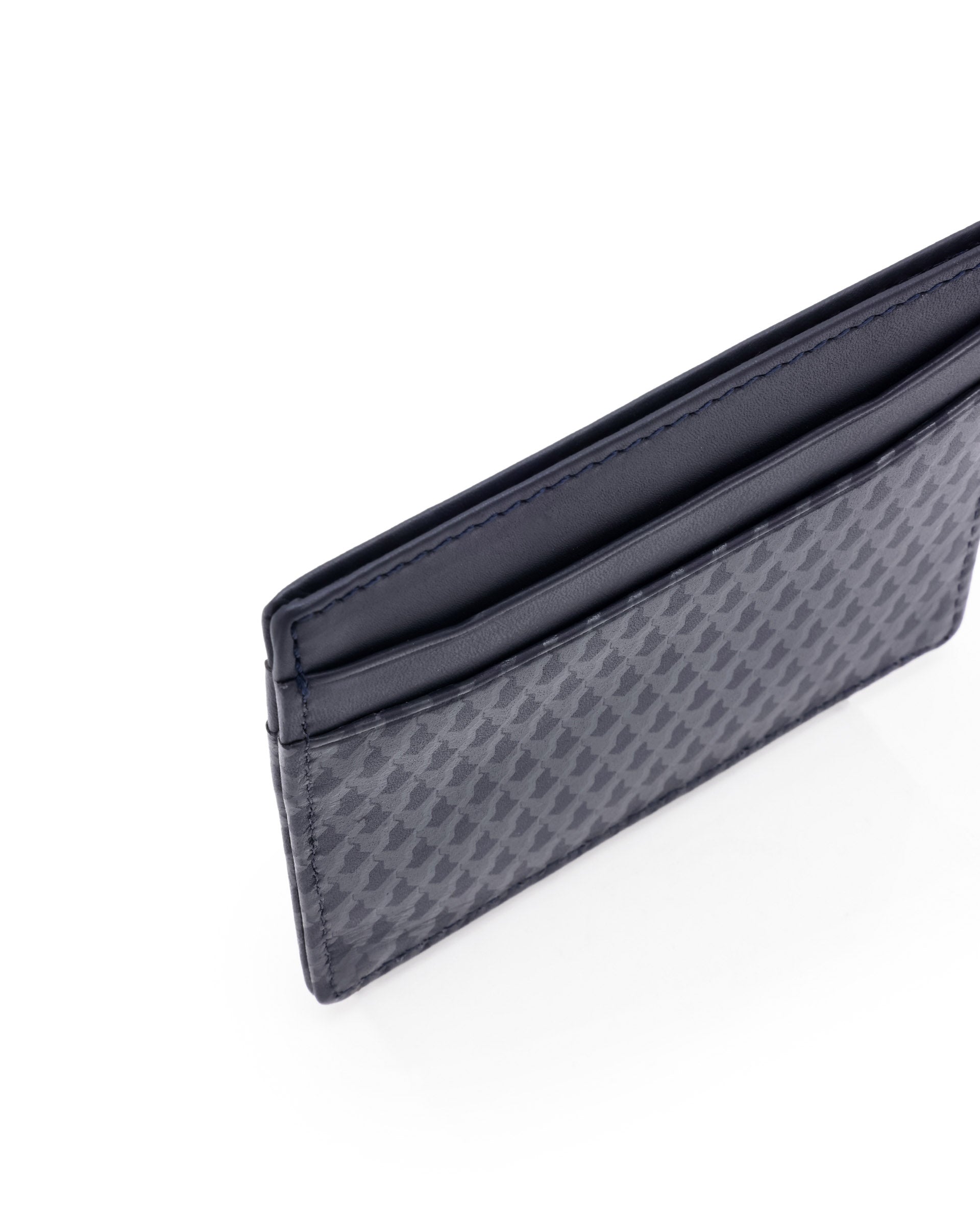 Rare Rabbit Mens Drac Blue Slim RFID Monogram Print Credit Card Holder