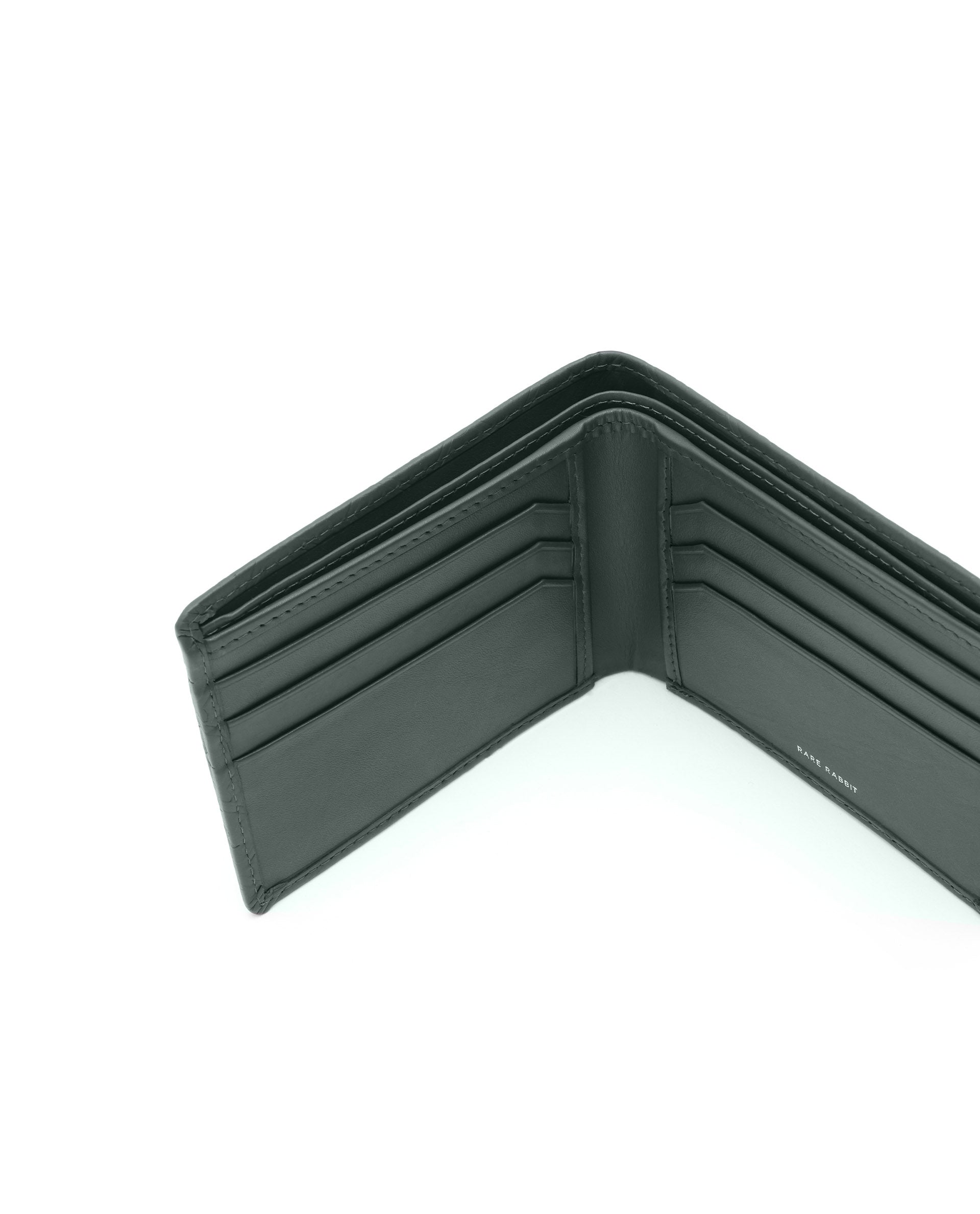 Rare Rabbit Men's Rhon Olive Slim Bi Fold RFID Embossed Monogram Wallet