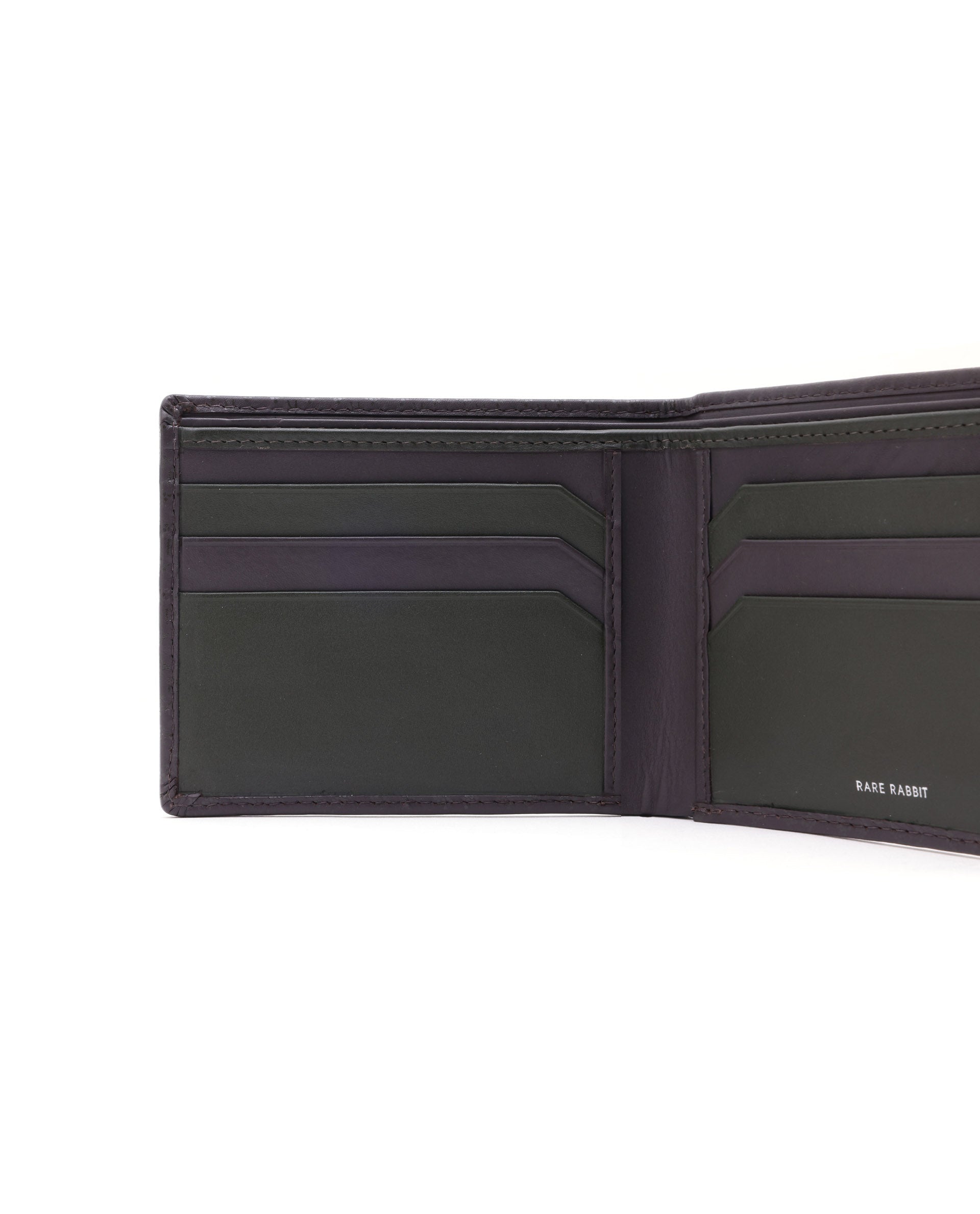 Rare Rabbit Men's Bamb Brown Bi-Fold Slim RFID Embossed Wallet