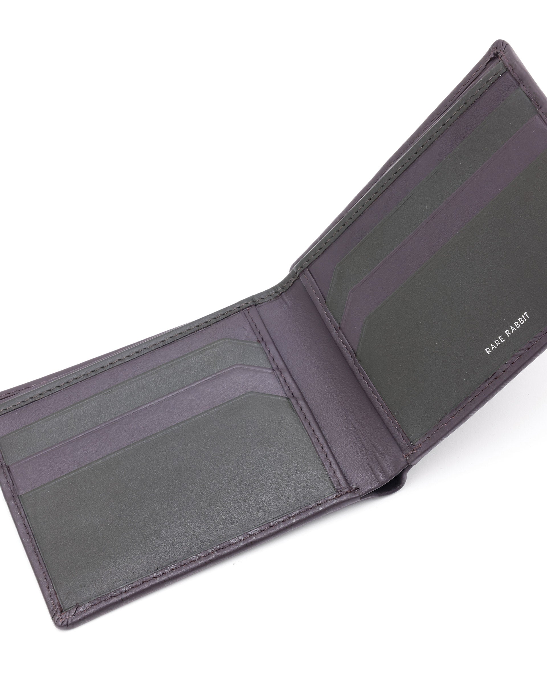 Rare Rabbit Men's Bamb Brown Bi-Fold Slim RFID Embossed Wallet