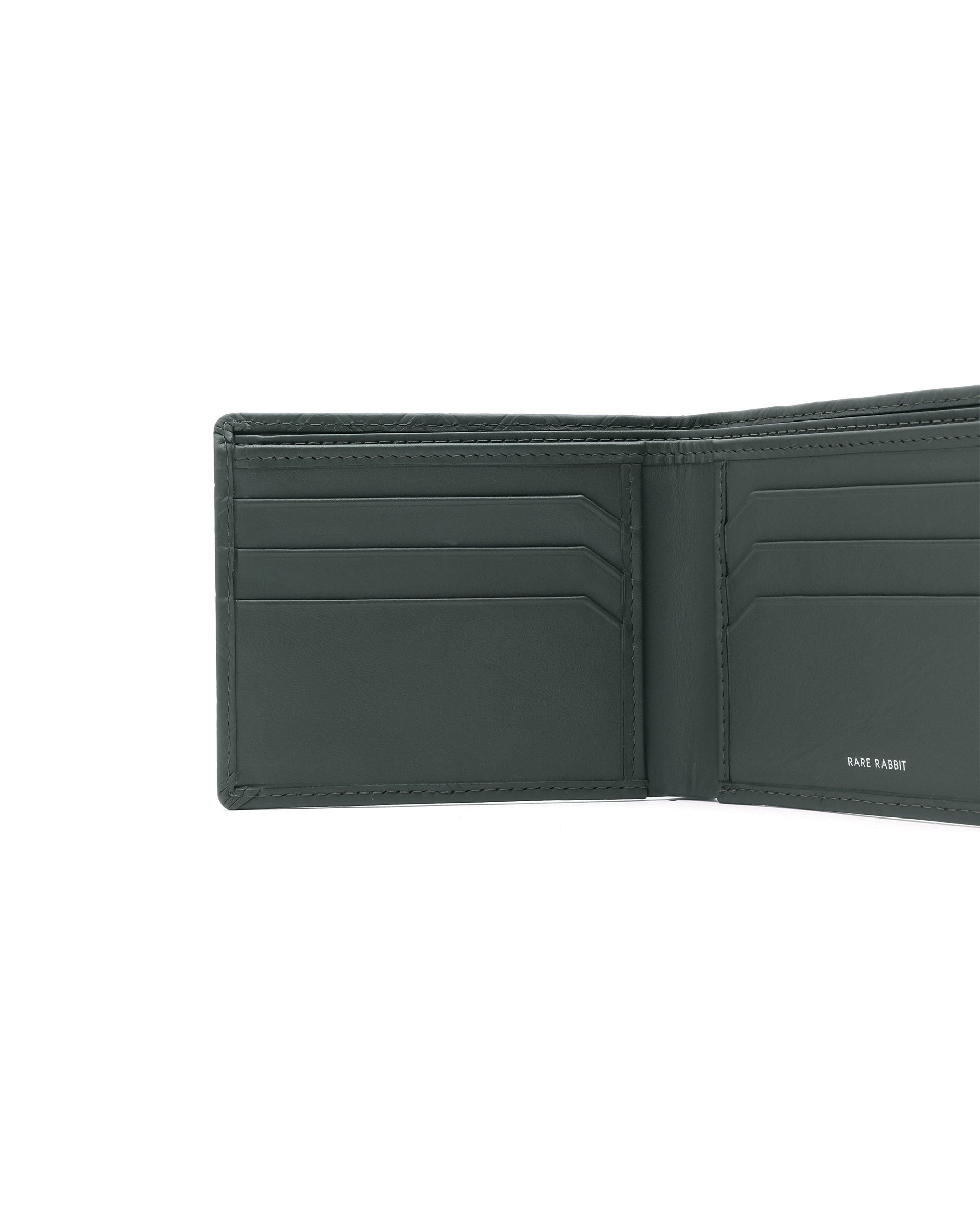 Rare Rabbit Men's Rhon Olive Slim Bi Fold RFID Embossed Monogram Wallet