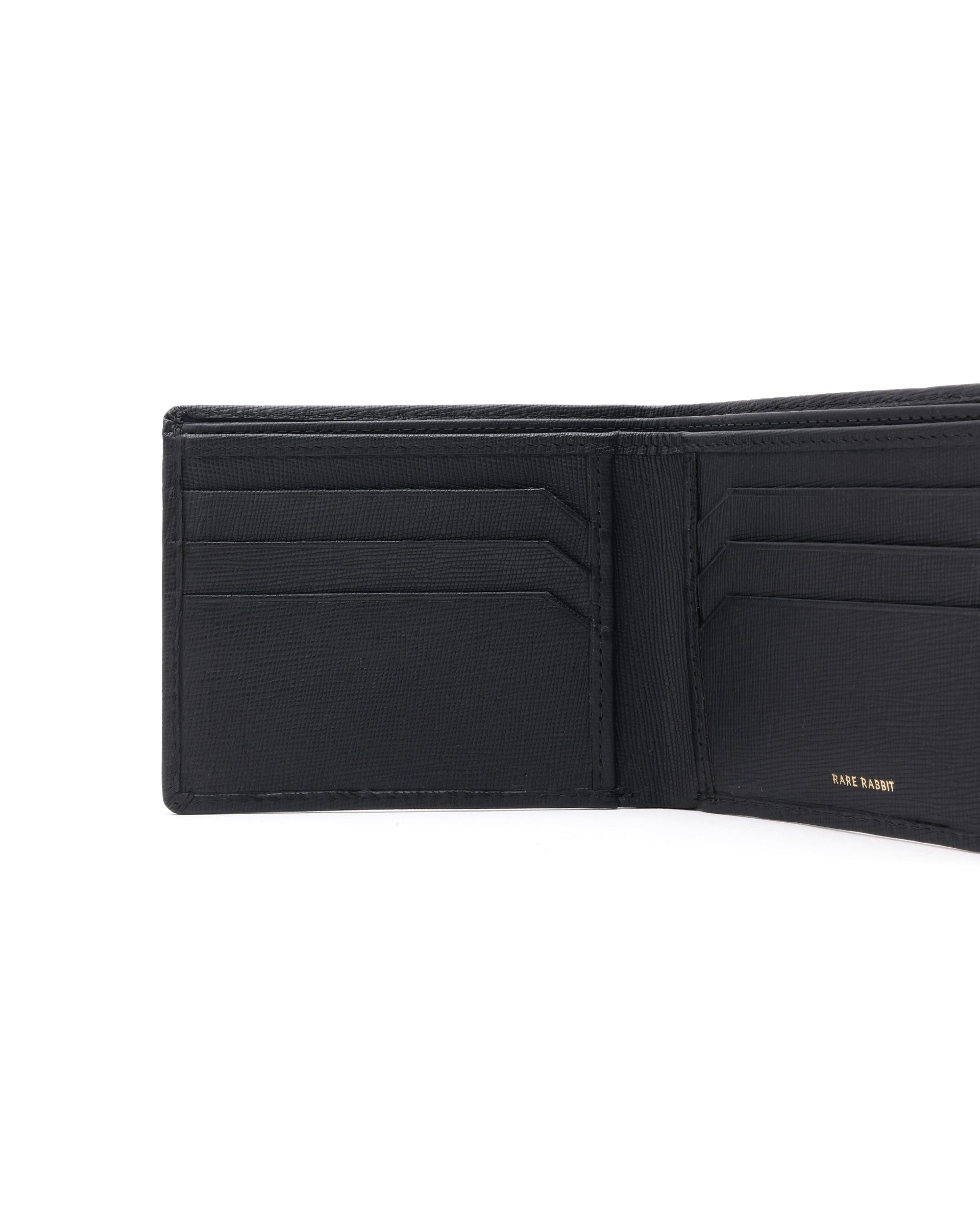 Rare Rabbit Men's Camp Black Bi Fold Slim RFID Embossed Wallet