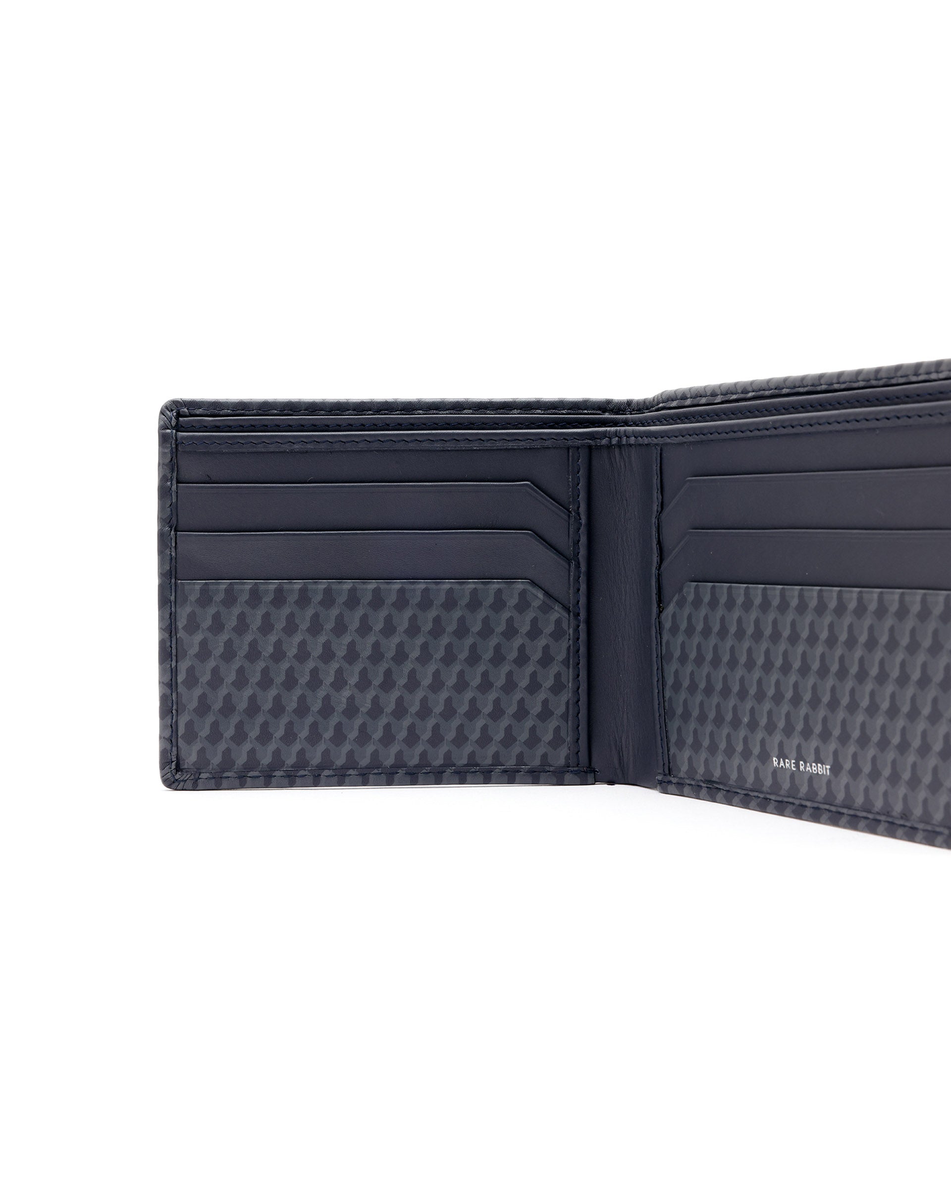 Rare Rabbit Men's Iver Blue Bi Fold Slim RFID Monogram Print Wallet