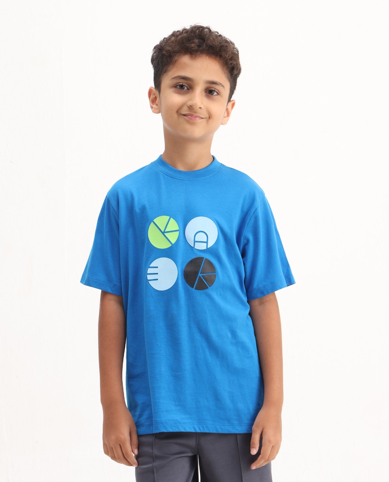 Rare Ones Kids Blain Blue Cotton Regular Fit Hd Print T-Shirt