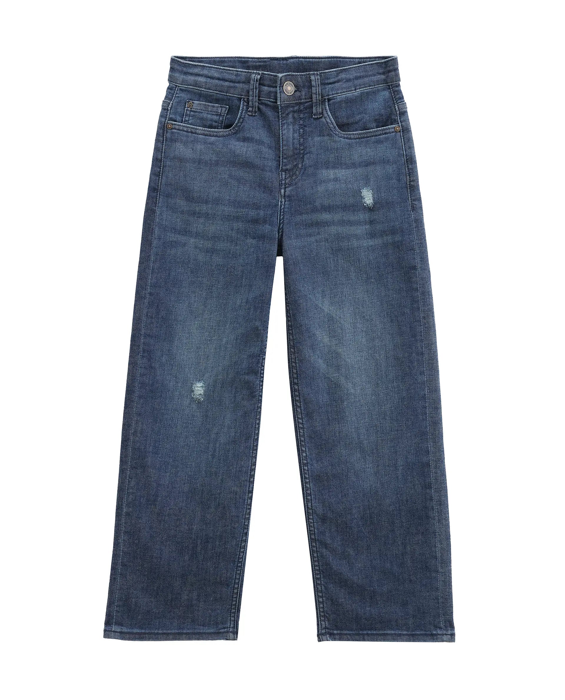 Rare Ones Kids Xavi-1 Dark Blue Cotton Blend Fabric Zipper Closure Relaxed Fit Jeans