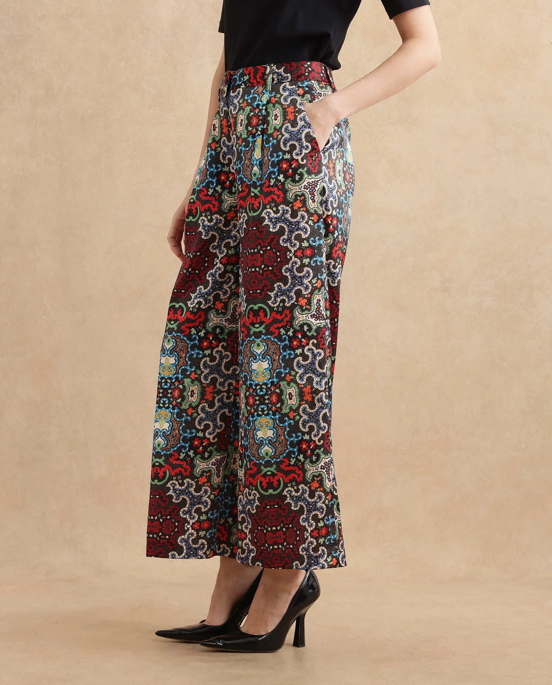 Rareism Women Xiu Dark Multi Na Trouser