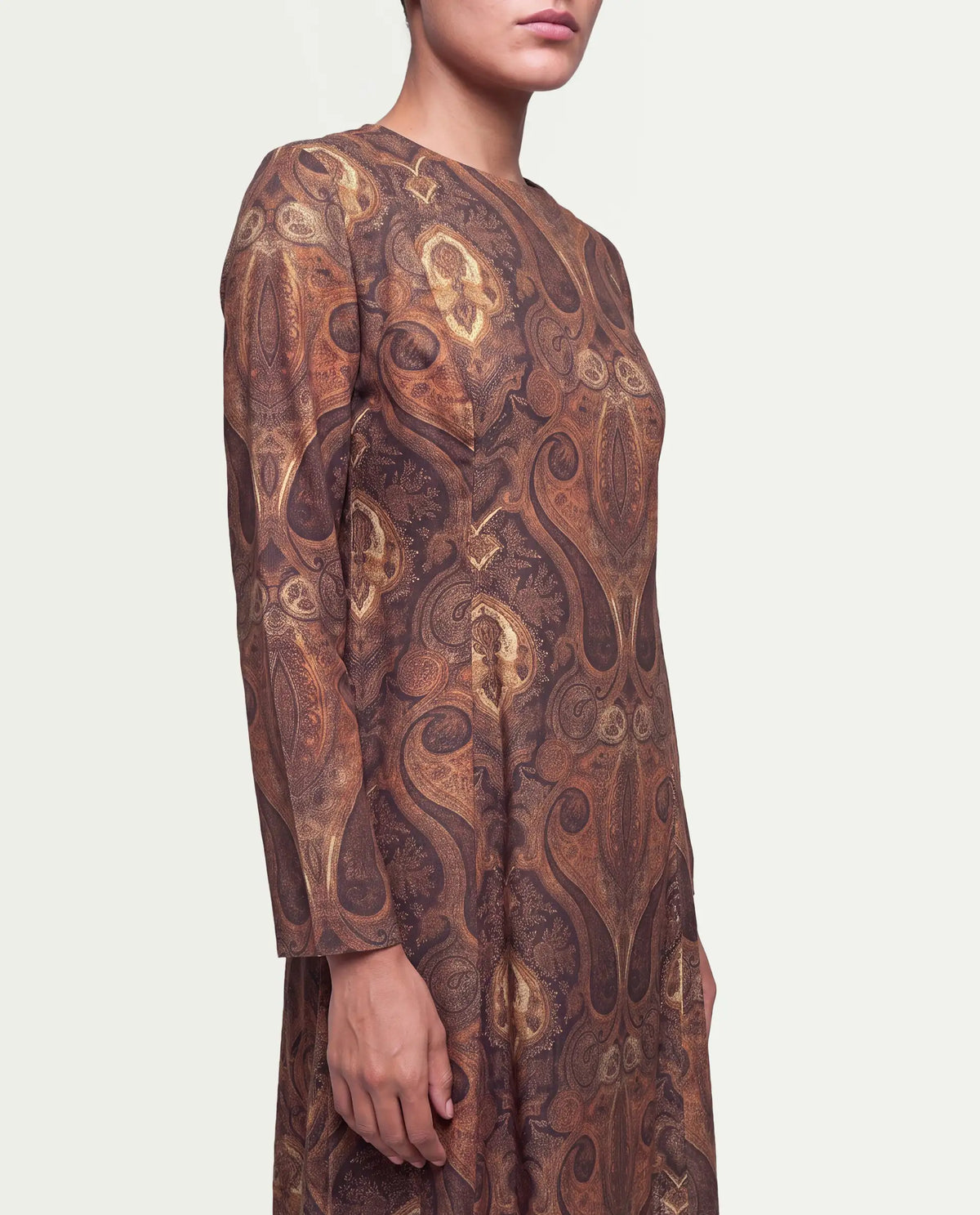 Rareism Women's Xystus Multi Viscose Blend Crew Neck Shift Paisley Dress