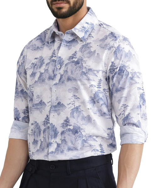 Buy Yashi - Off White Regular Fit Abstract Print Shirt| Rare Rabbit