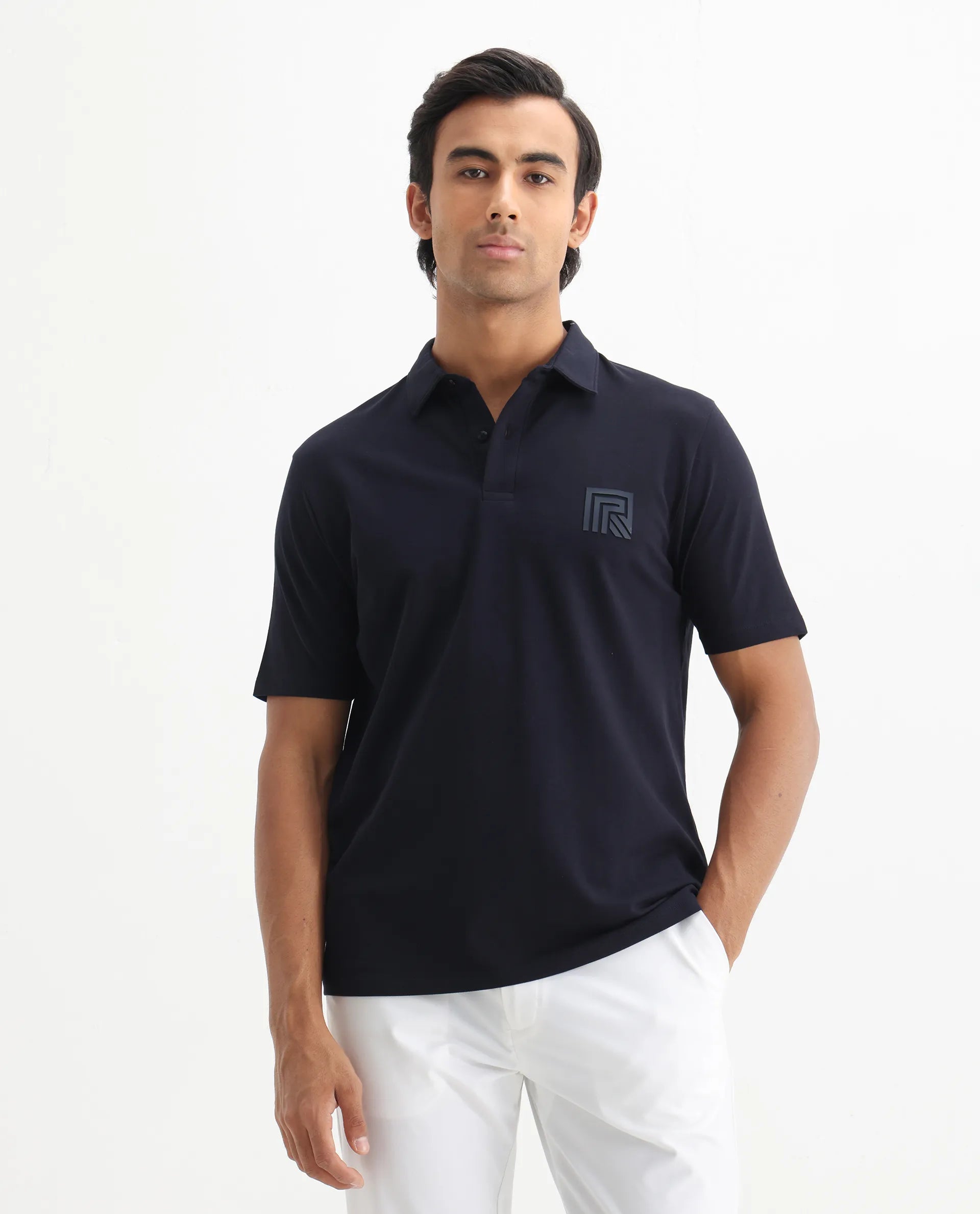 Rare Rabbit Men's Plain Regular Fit Half Sleeve Polo