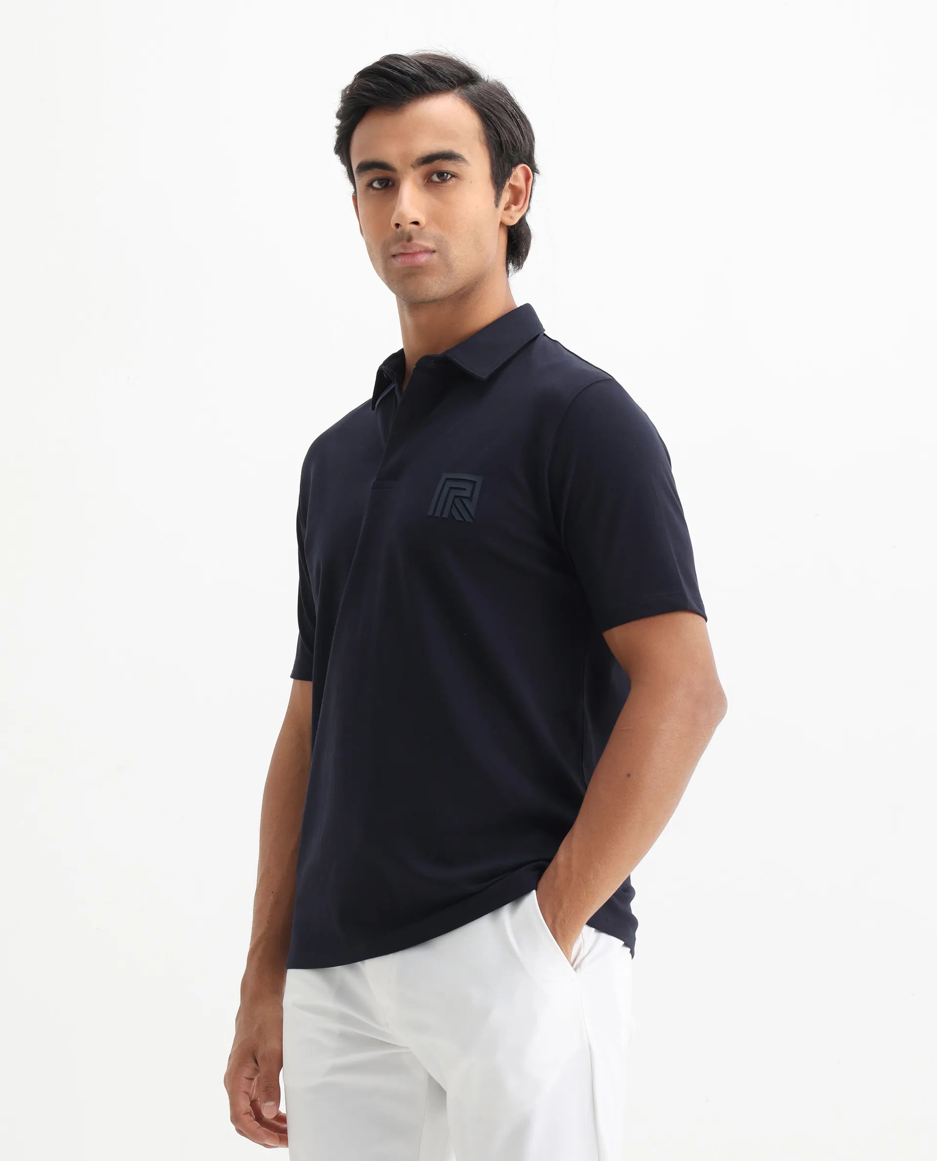 Rare Rabbit Men's Plain Regular Fit Half Sleeve Polo