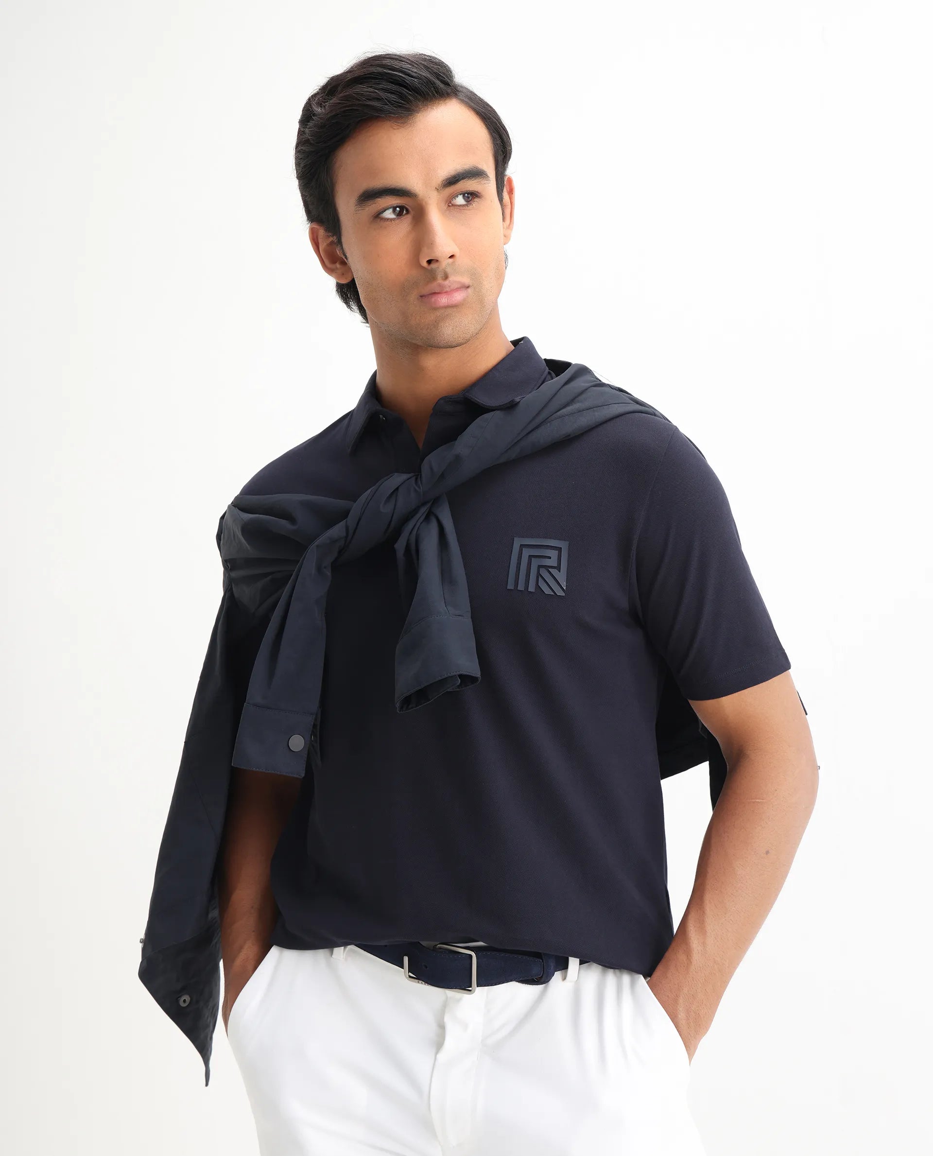 Rare Rabbit Men's Plain Regular Fit Half Sleeve Polo