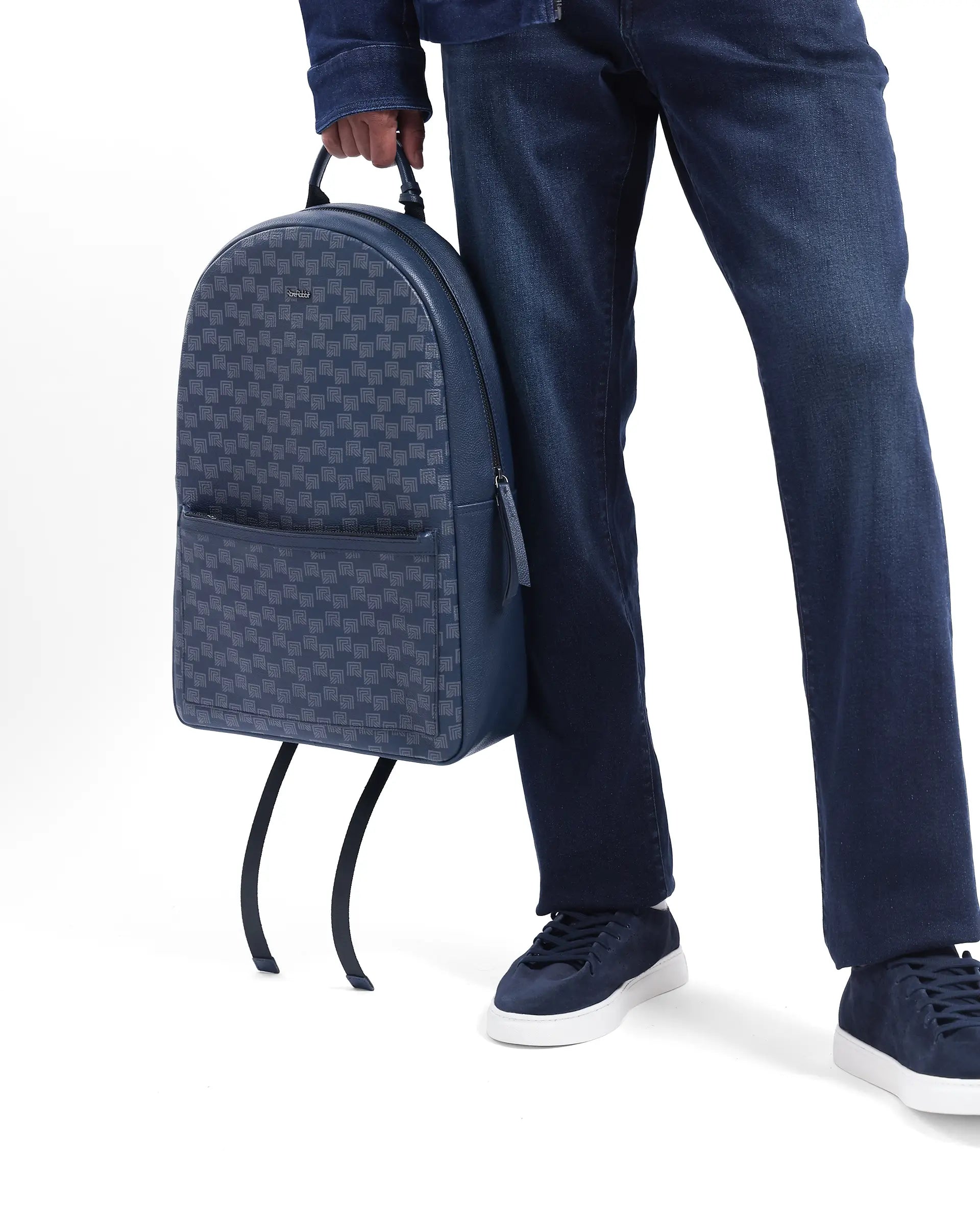 Rare Rabbit Men's Genther Blue Monogram print Bag