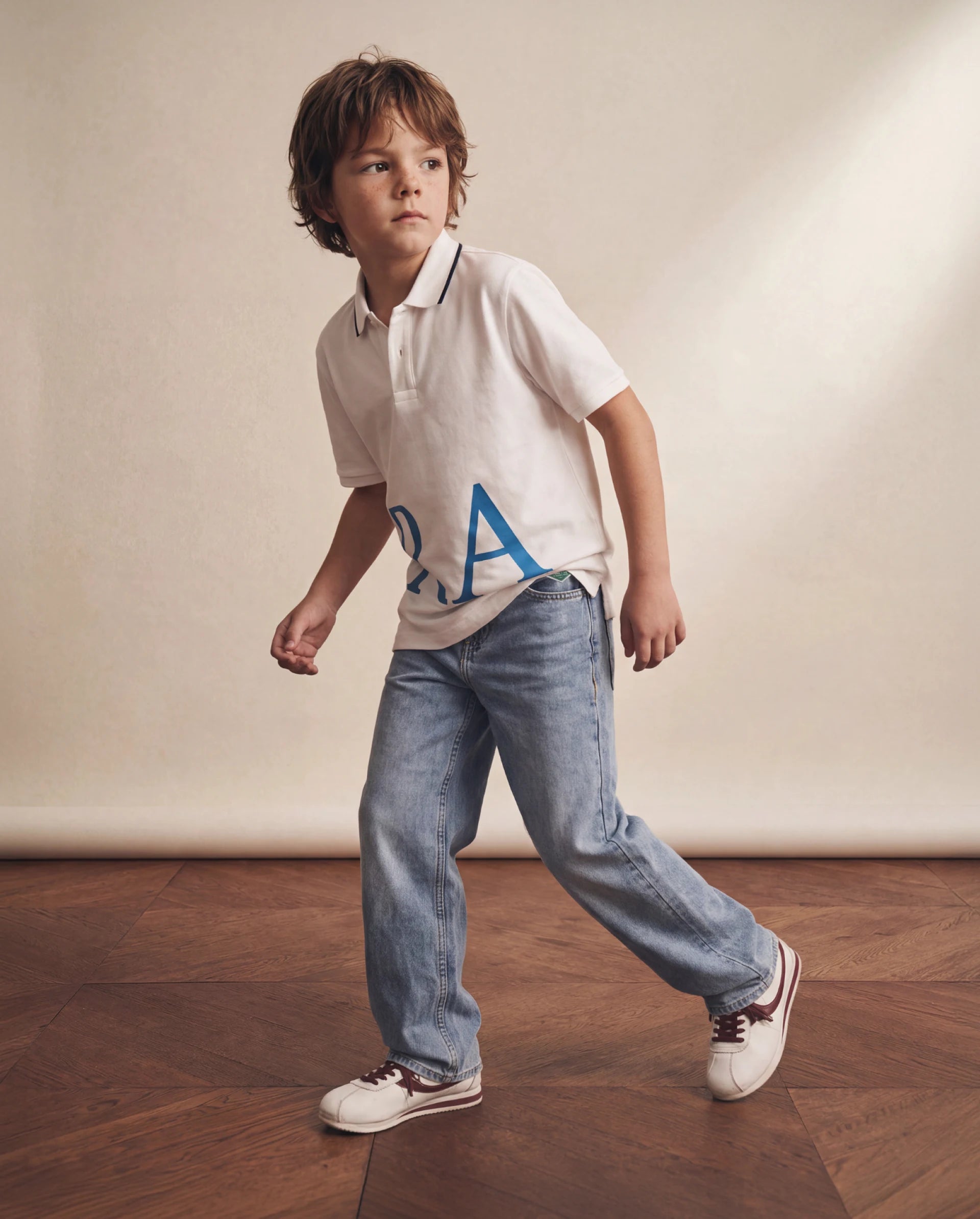 Rare Ones Kids Yogo Light Blue Cotton Blend Fabric Button And Zip Closure Relaxed Fit Plain Jeans