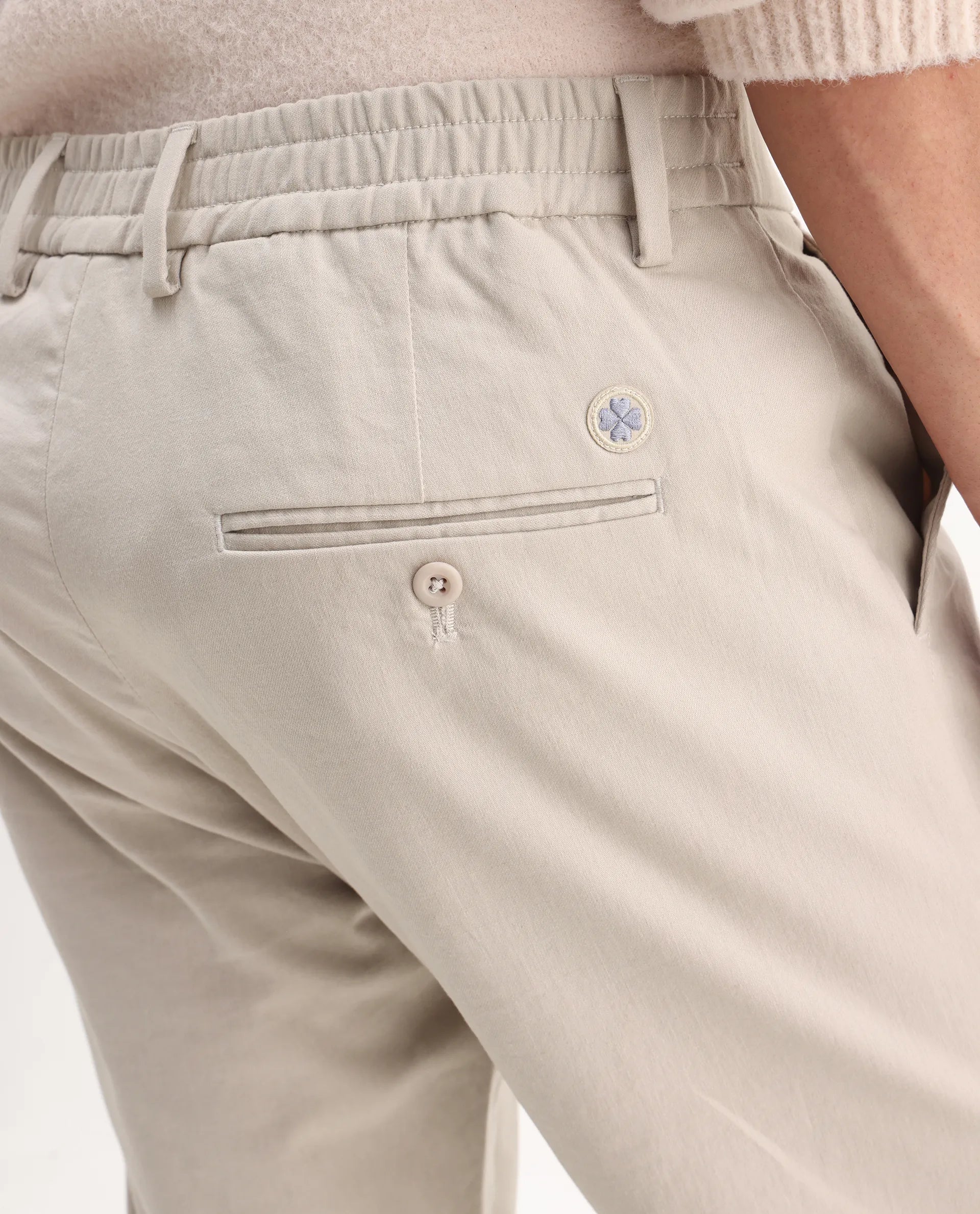 Rare Rabbit Men's Zade-N Light Beige Cotton Blend Plain Regular Fit Trouser