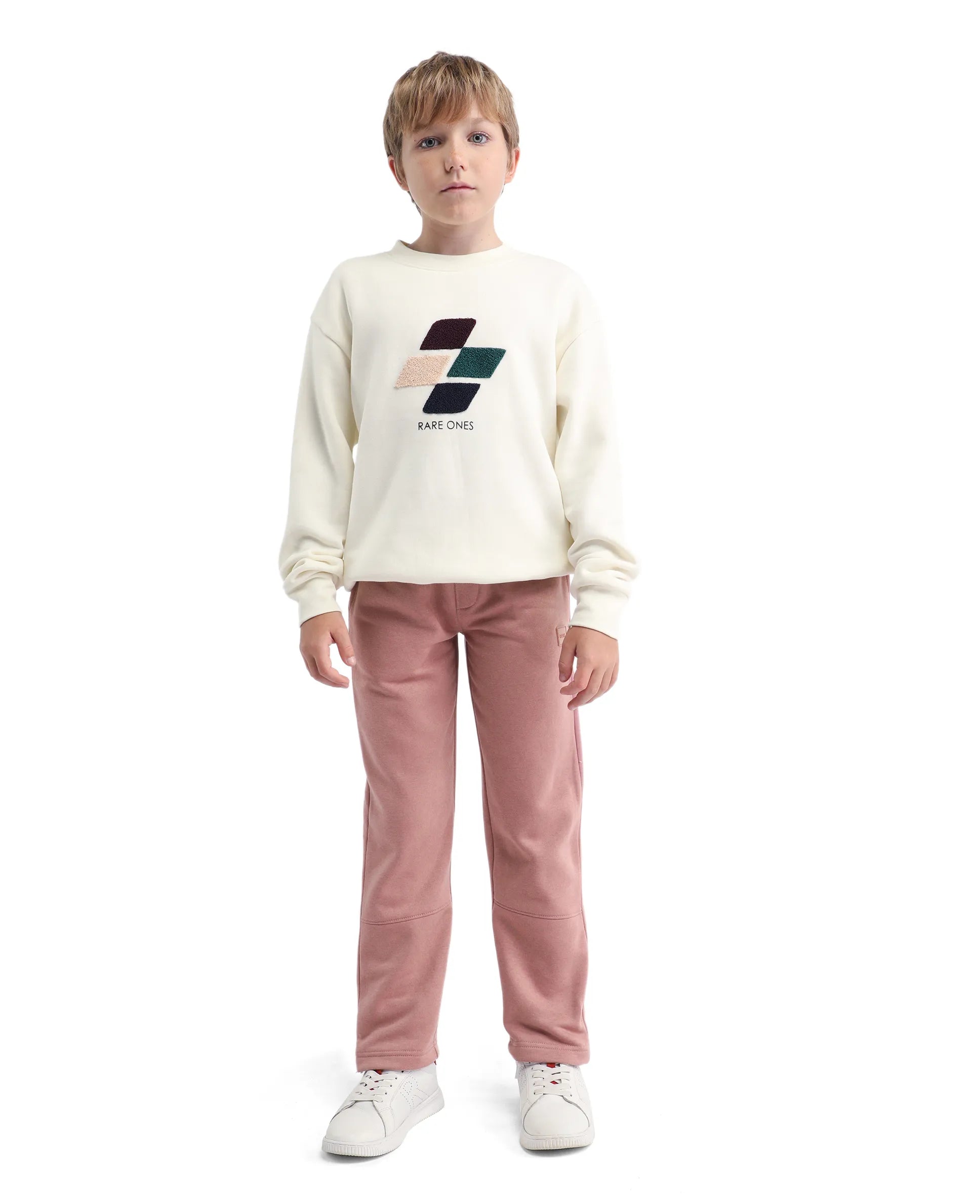 Rare Ones Kids Zaid-B Dusky Pink Cotton Blend Plain Regular Fit Trackpant